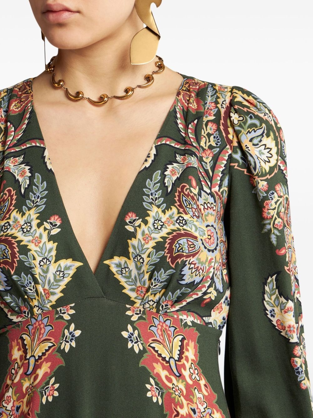 floral print twill dress - 4