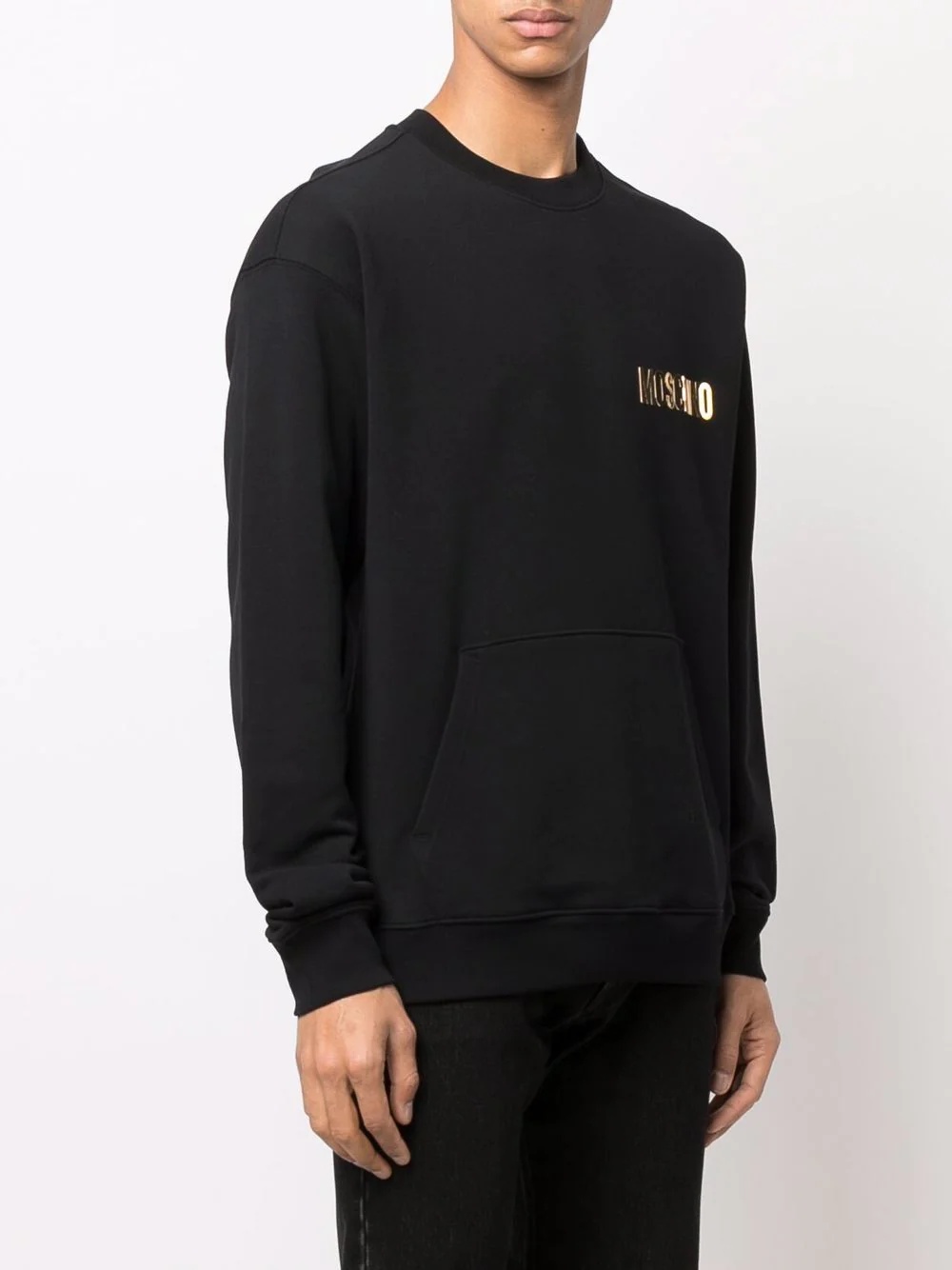 metallic-logo crew sweatshirt - 3