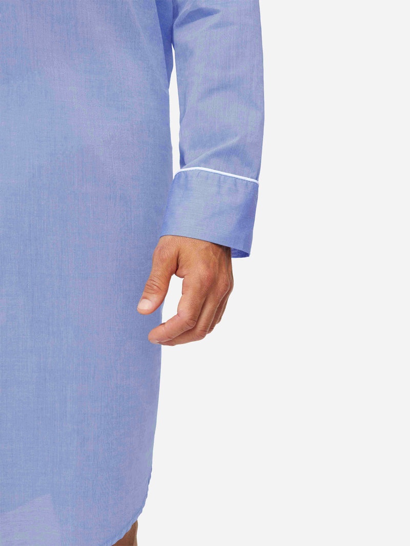 Men's Nightshirt Amalfi Cotton Batiste Blue - 5
