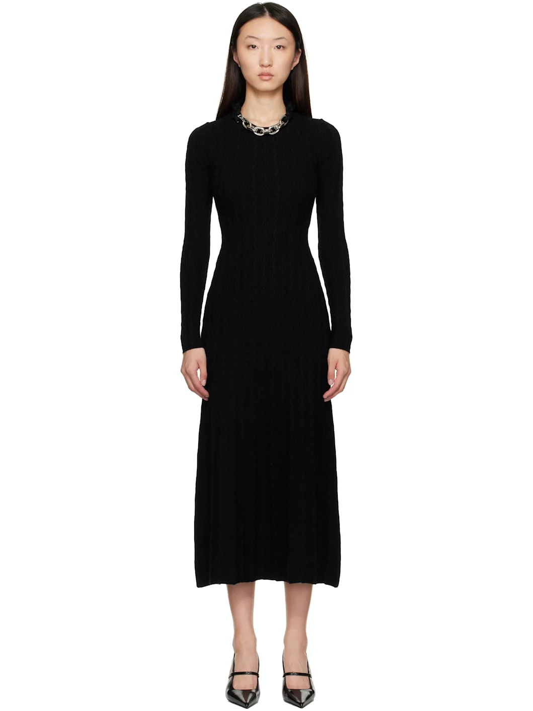 Black Wool Maxi Dress - 1