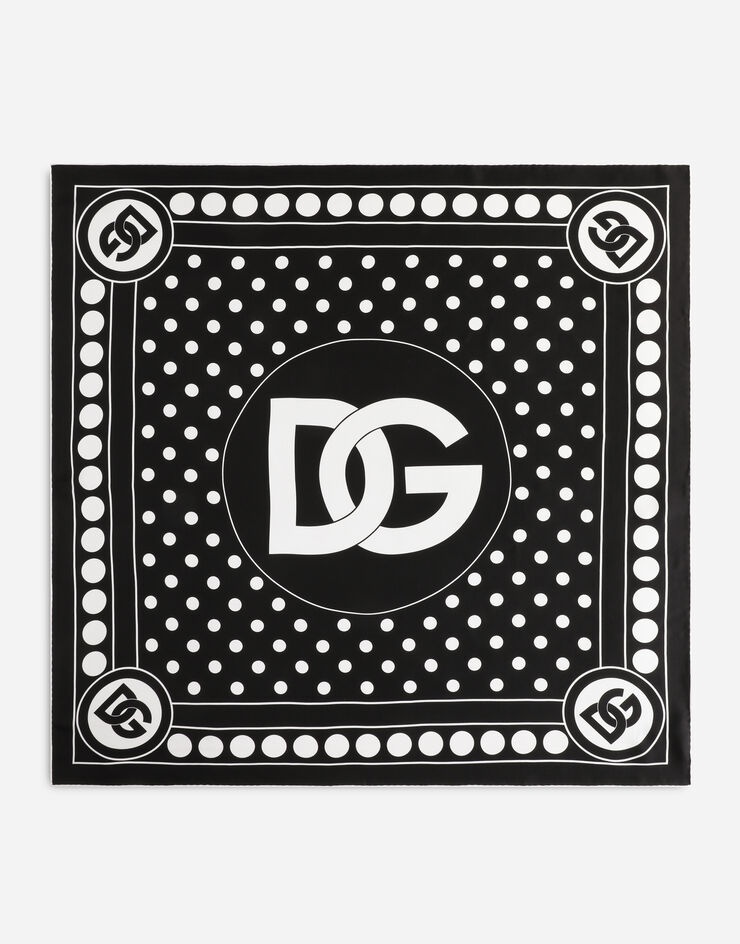 Twill scarf with polka-dot print and DG logo (90 x 90) - 1