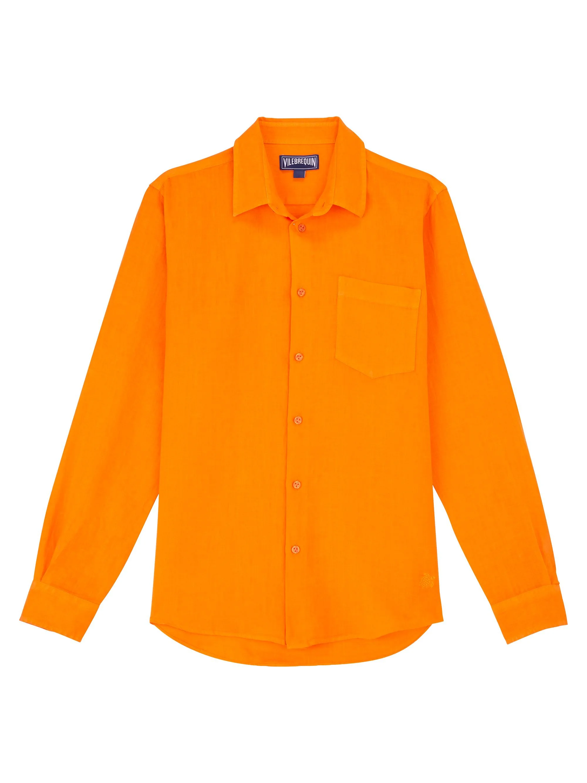 Men's Long-Sleeve Linen Shirt - Apricot - 1