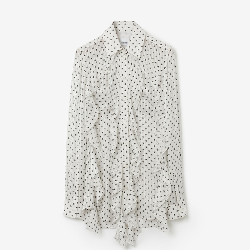 Ruffled Polka Dot Silk Chiffon Blouse 1