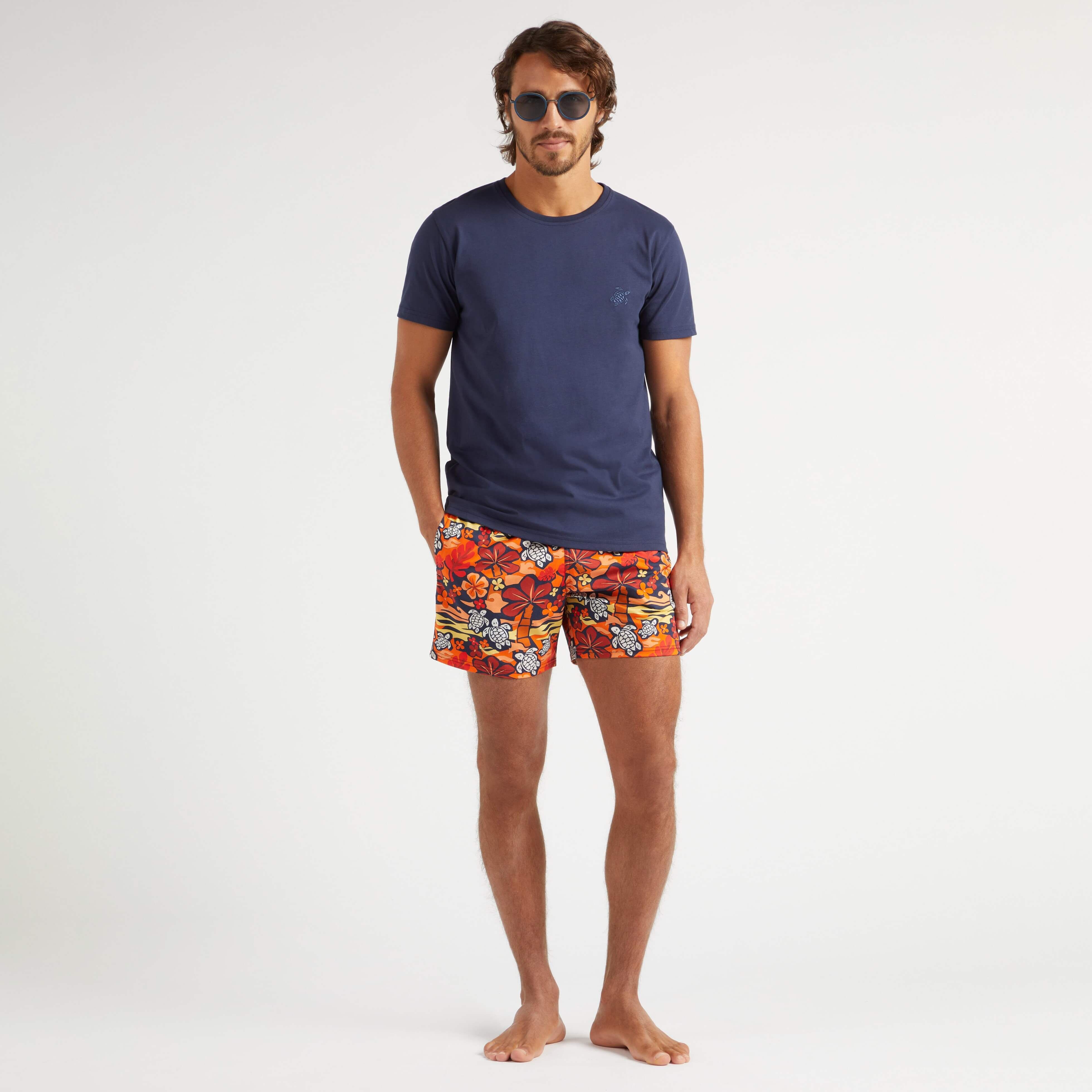 Men Stretch Short Swim Trunks Monoi Turtles - 5