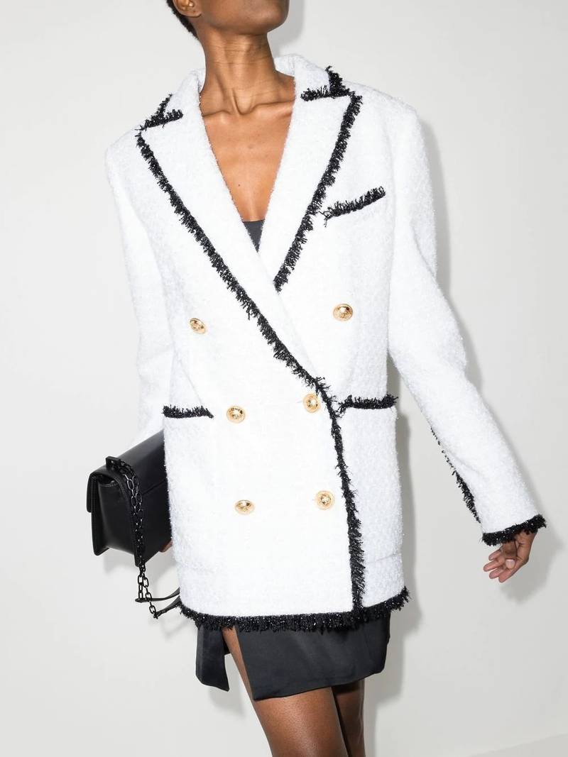 Balmain double-breasted tweed blazer outlook