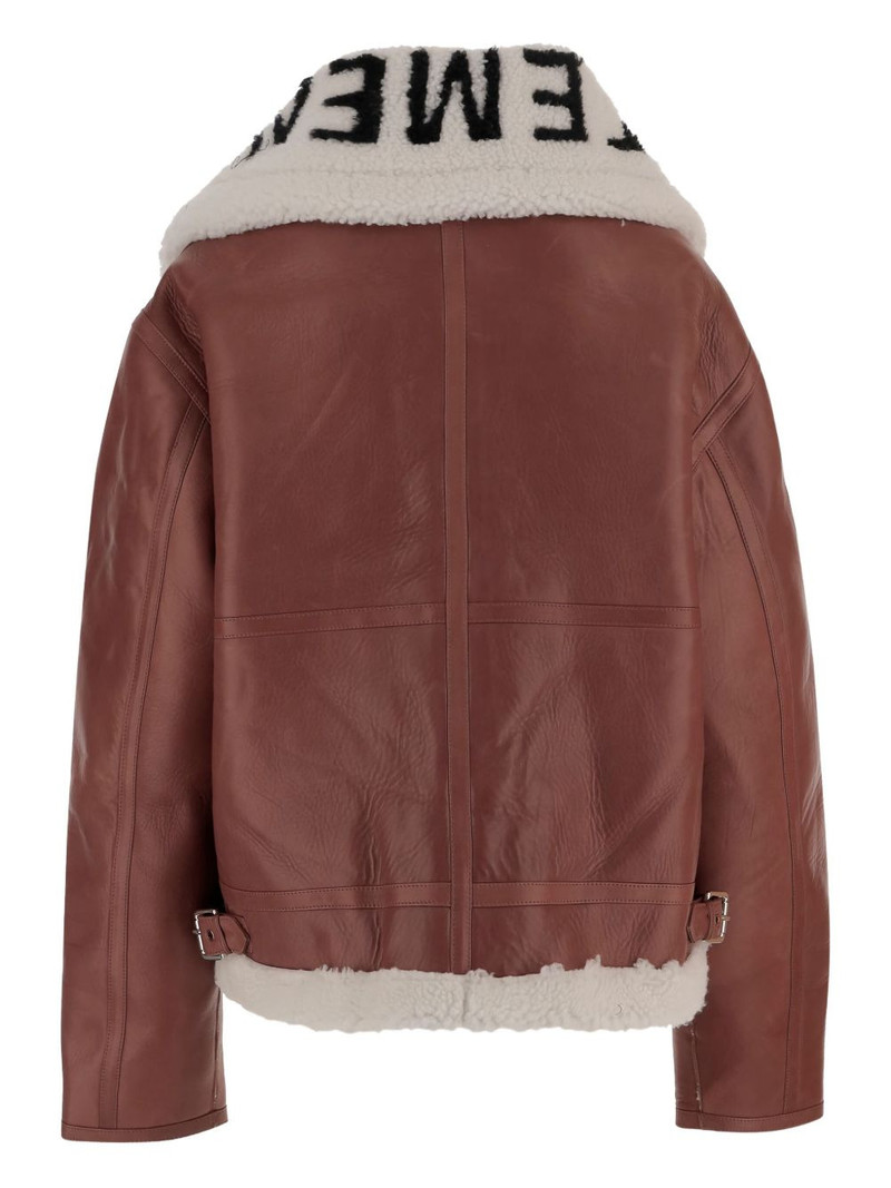 VETEMENTS shearling-collar leather jacket outlook