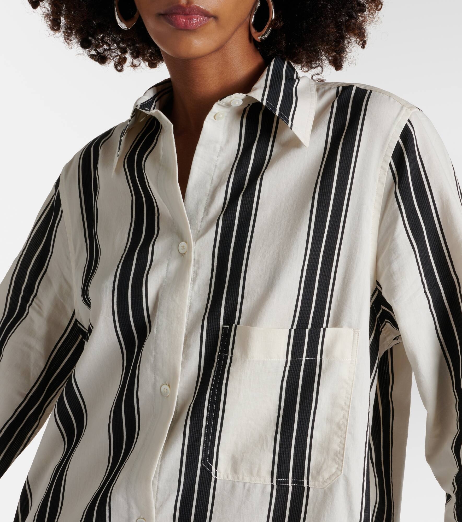 Jacquard striped cotton-blend shirt dress - 4