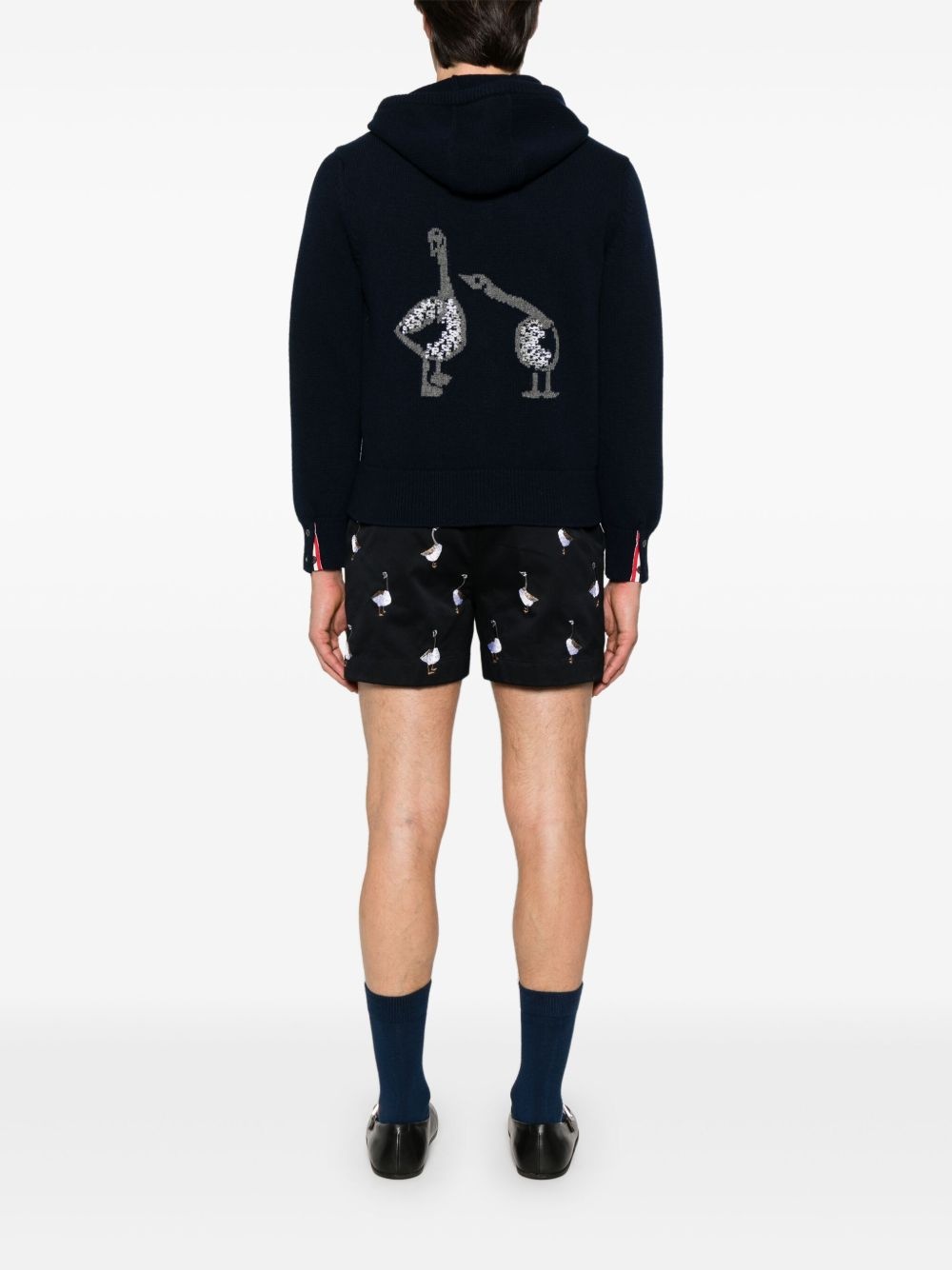 Geese-intarsia zipped hoodie - 2