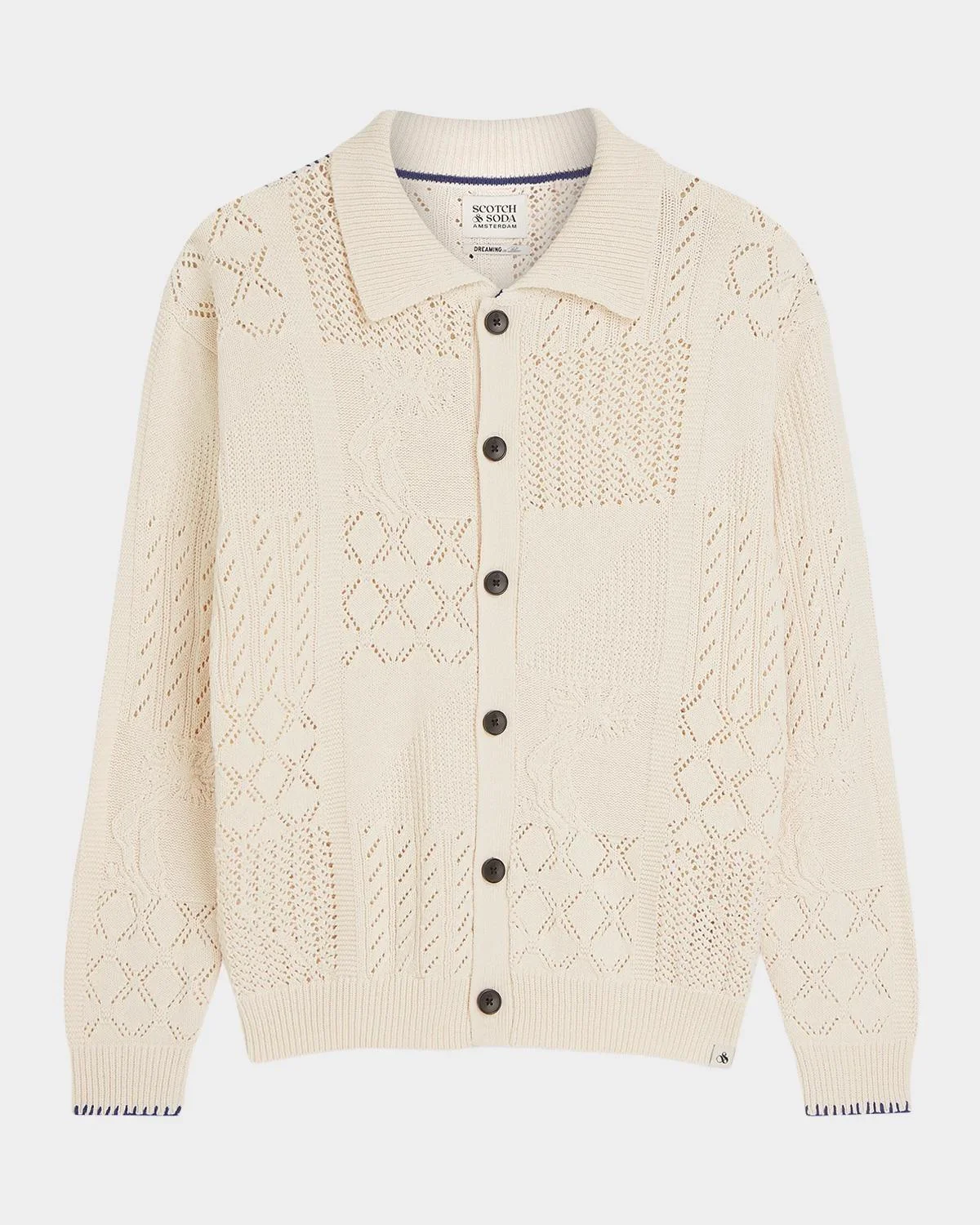 Men's Multi-Stitch Cotton Knit Cardigan - 1