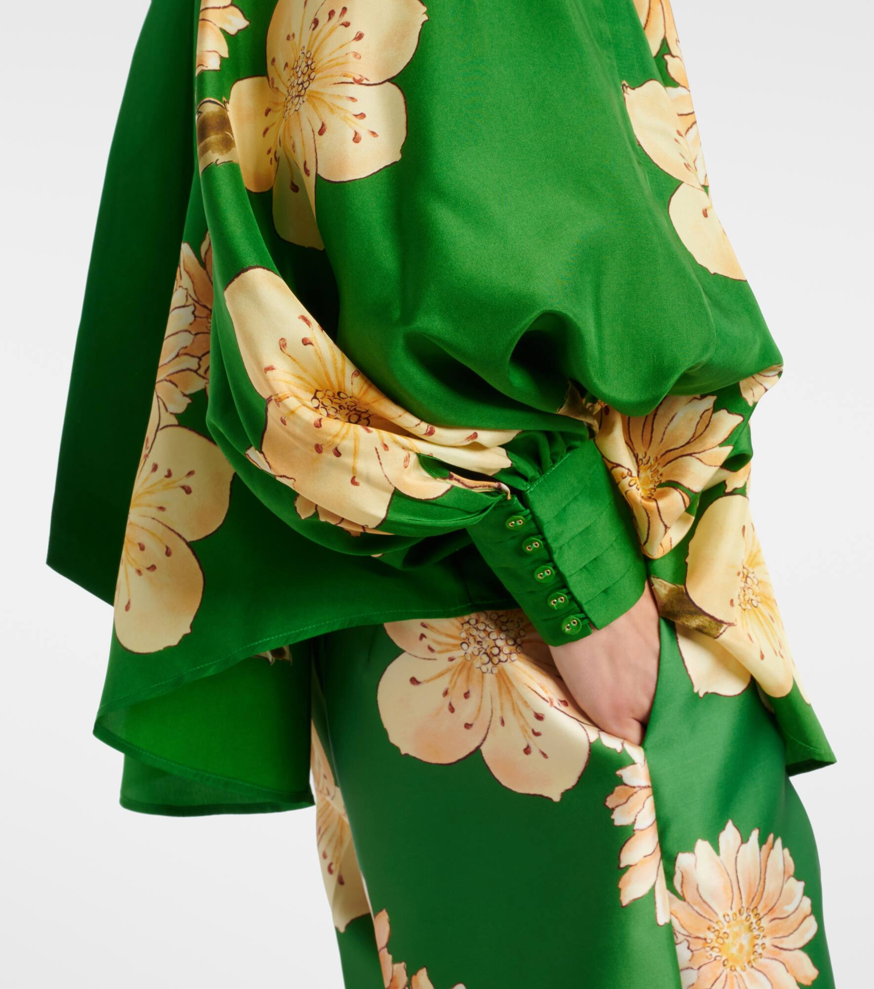 Sage floral silk blouse - 5
