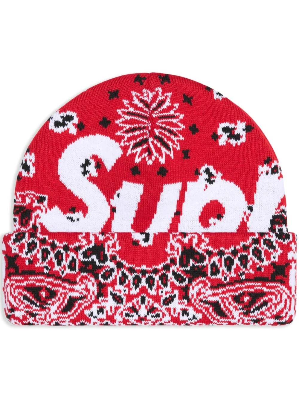 bandana-print beanie hat - 1