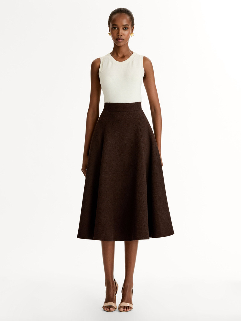 Oscar de la Renta WOOL TWEED PLEATED SKIRT outlook