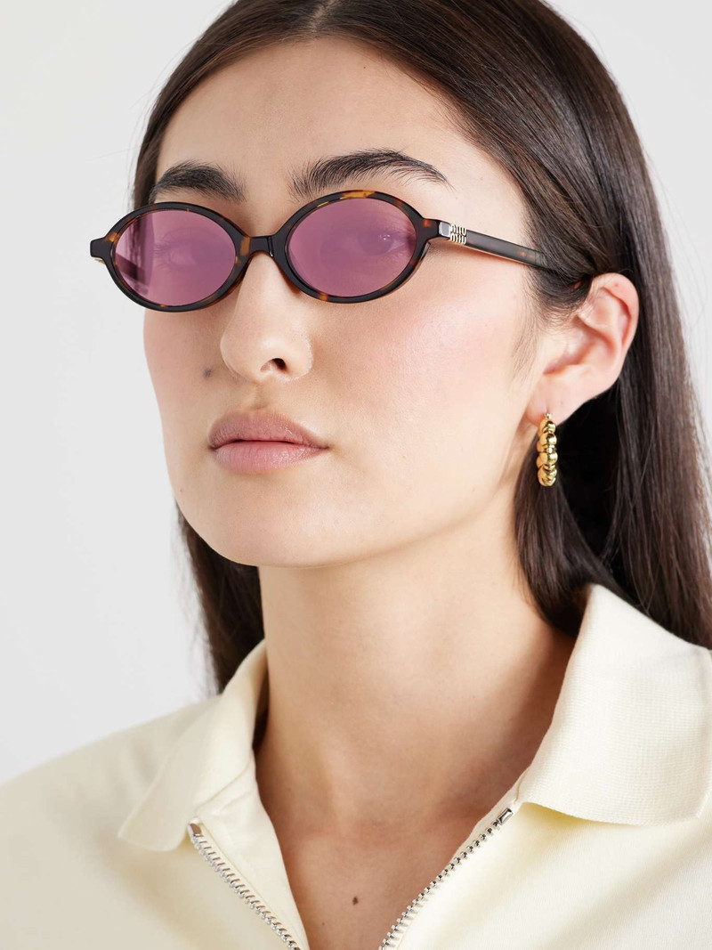 Miu Miu Oval-frame tortoiseshell acetate sunglasses outlook