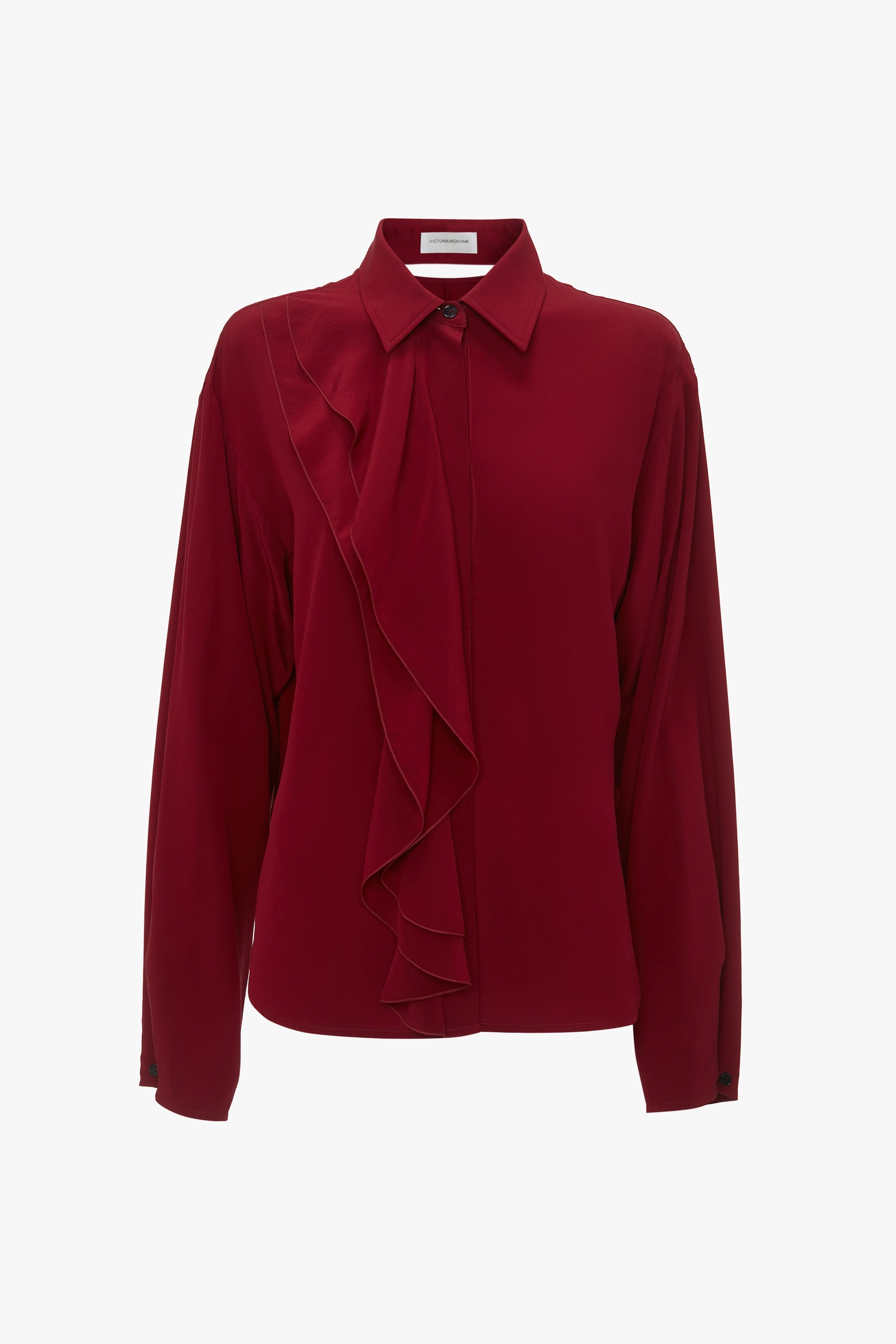 Ruffle Detail Blouse In Oxblood - 1