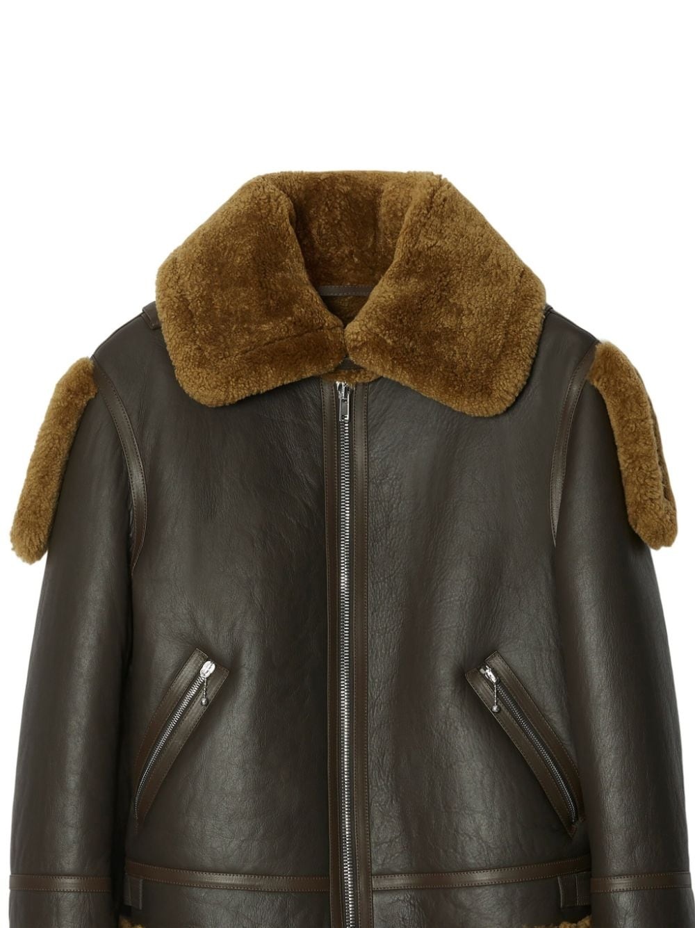 shearling leather aviator jacket - 2