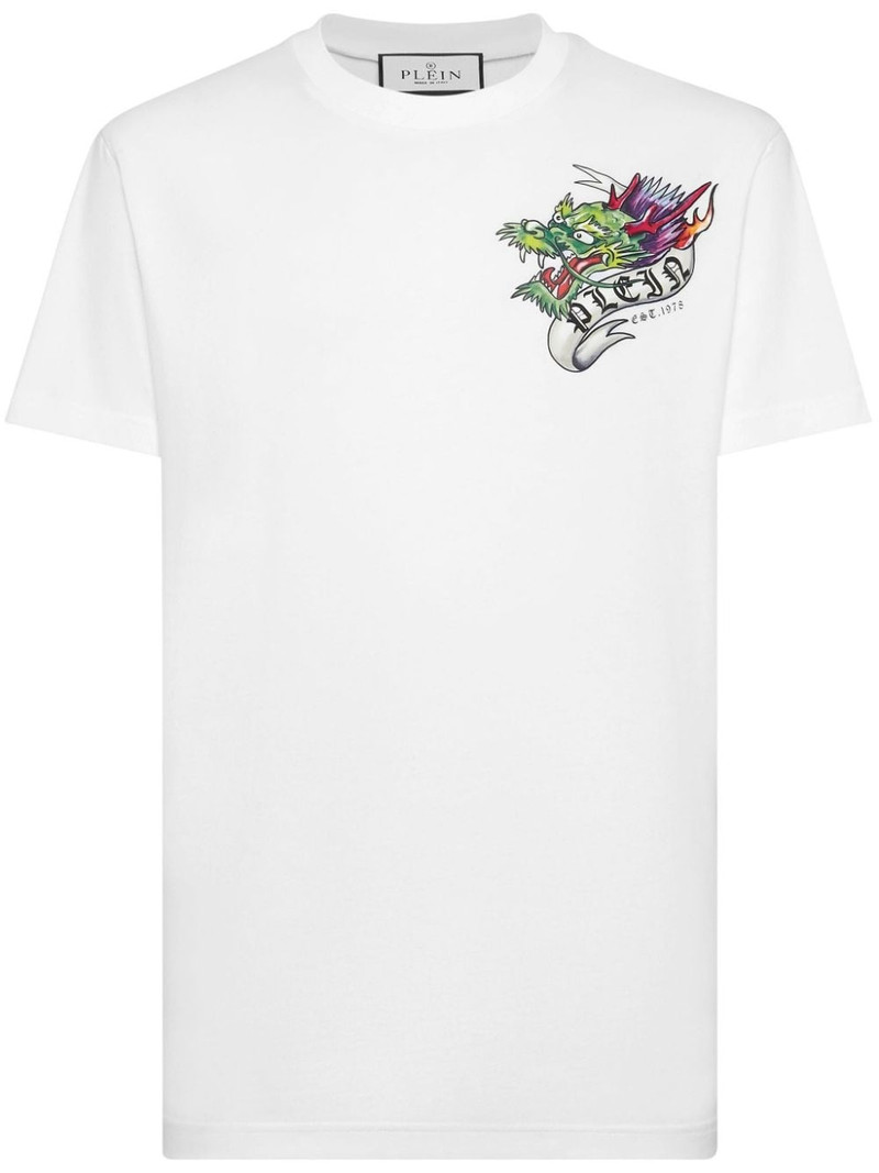 Tattoo-print cotton T-shirt 1