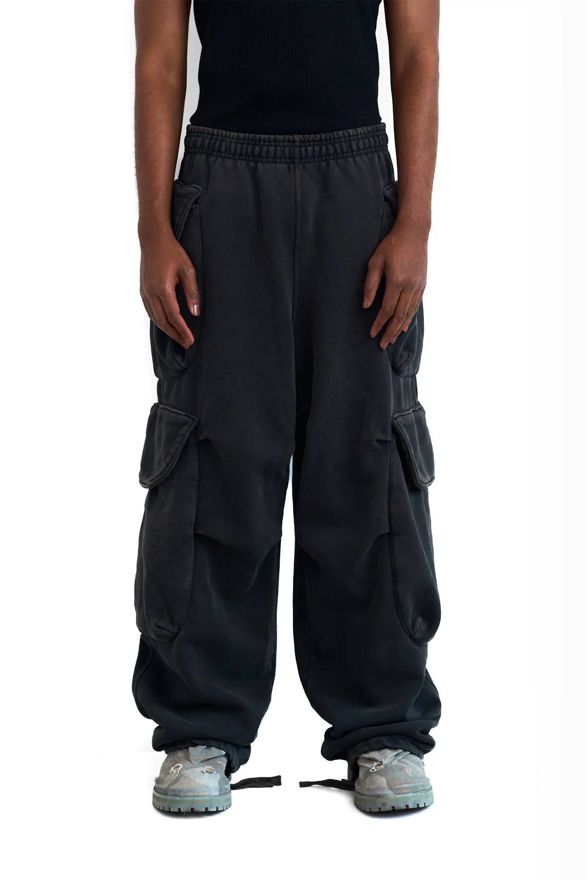 Entire Studios Heavy Cargo Sweatpants Washed Black - 5