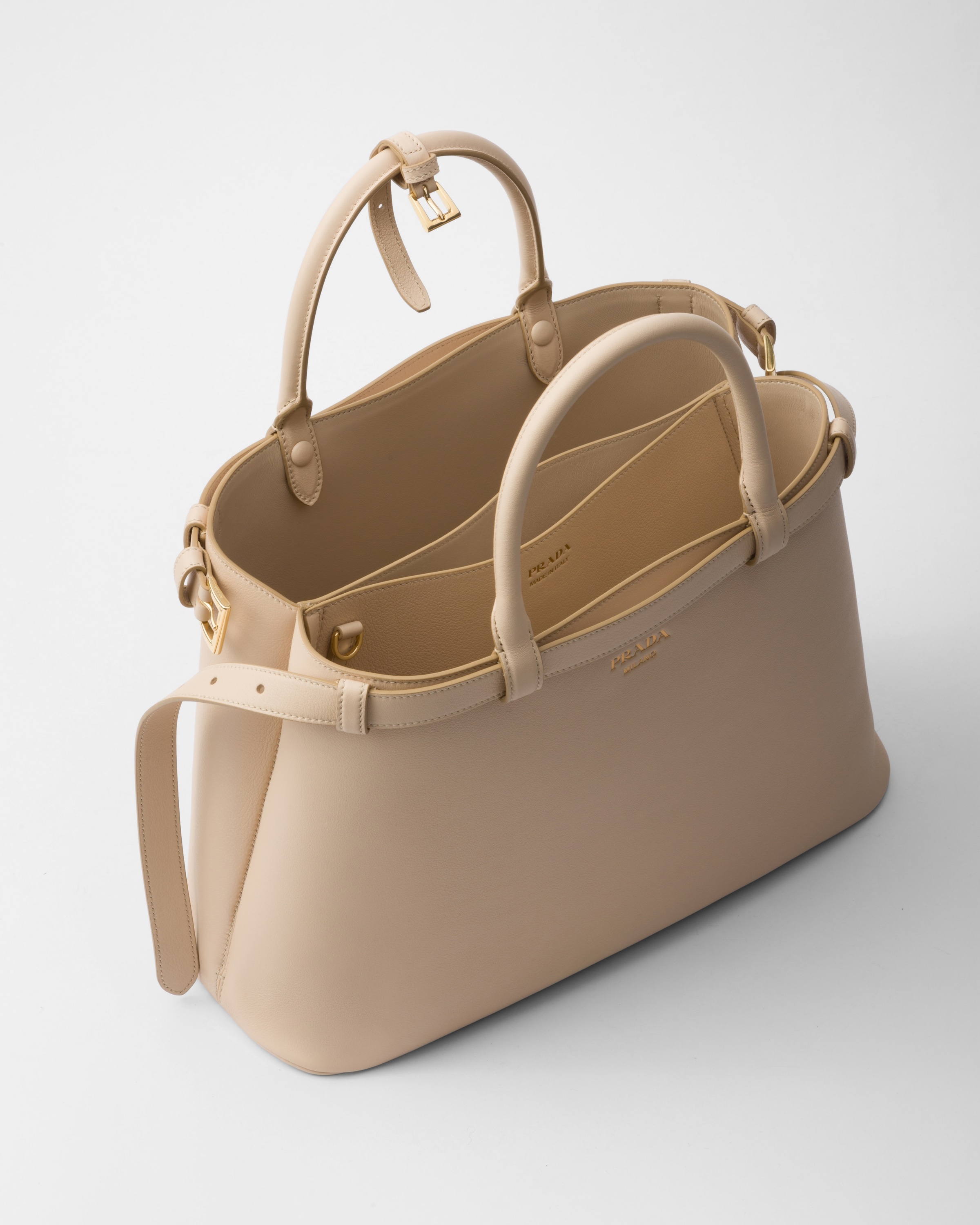 Prada Buckle medium leather handbag with double belt - 4