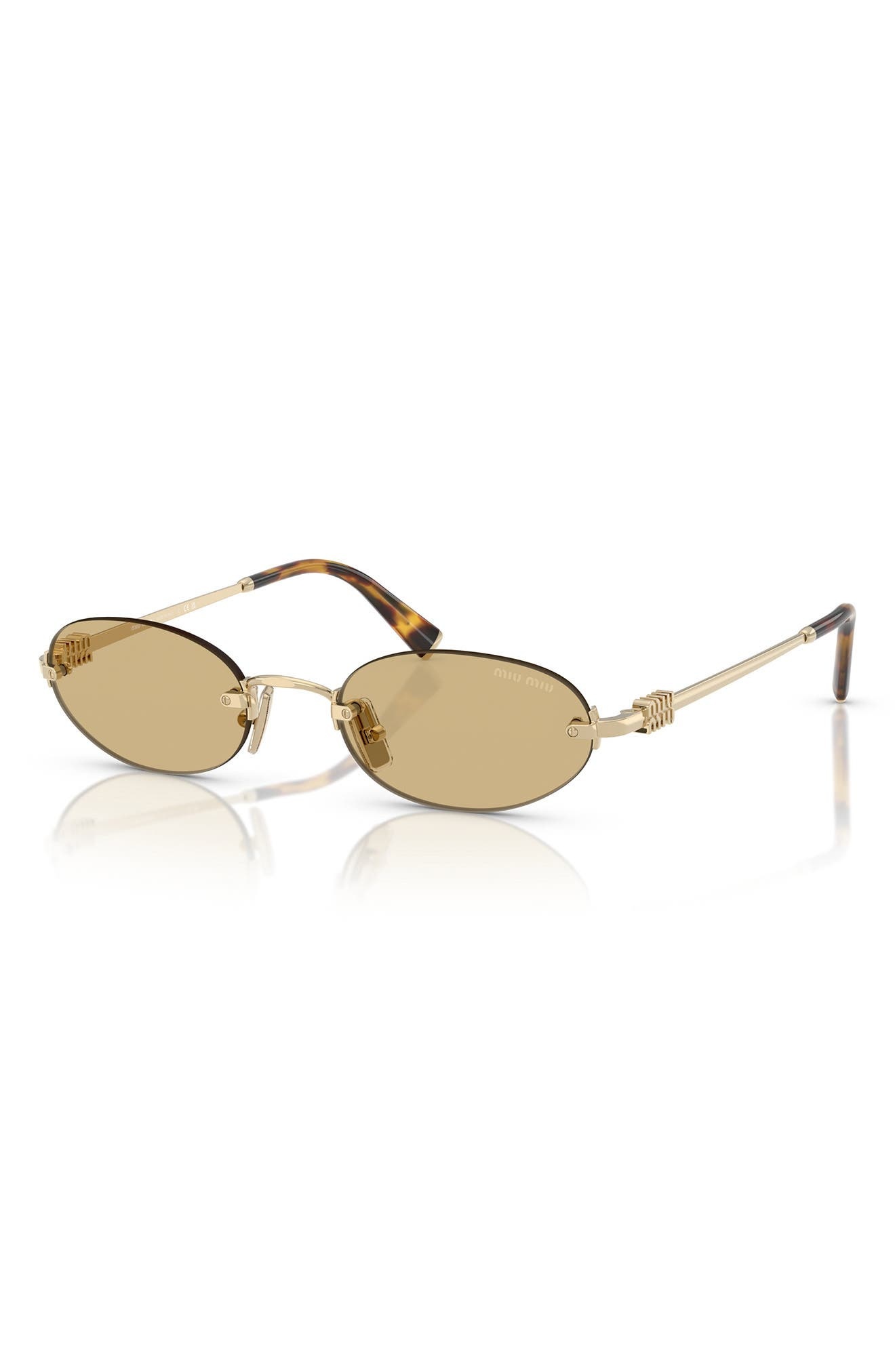 Miu Miu 51mm Oval Rimless Sunglasses in Pale Gold/Yellow at Nordstrom - 2
