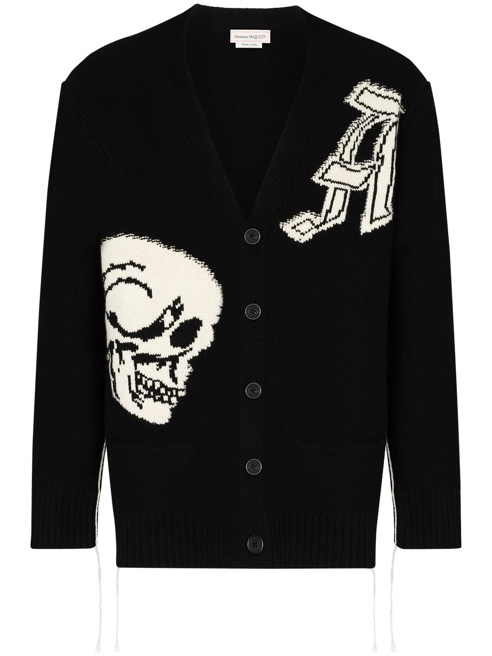 skull intarsia wool cardigan - 1