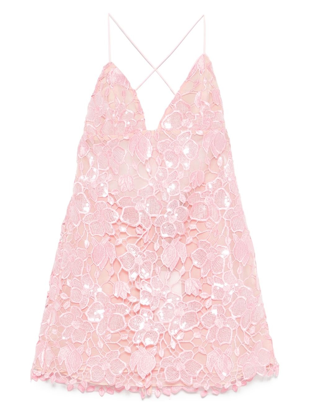 floral-embroidered mini dress - 1