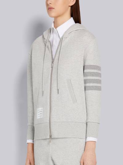 Thom Browne Pastel Grey Loopback Tonal 4-Bar Zip-Up Hoodie outlook