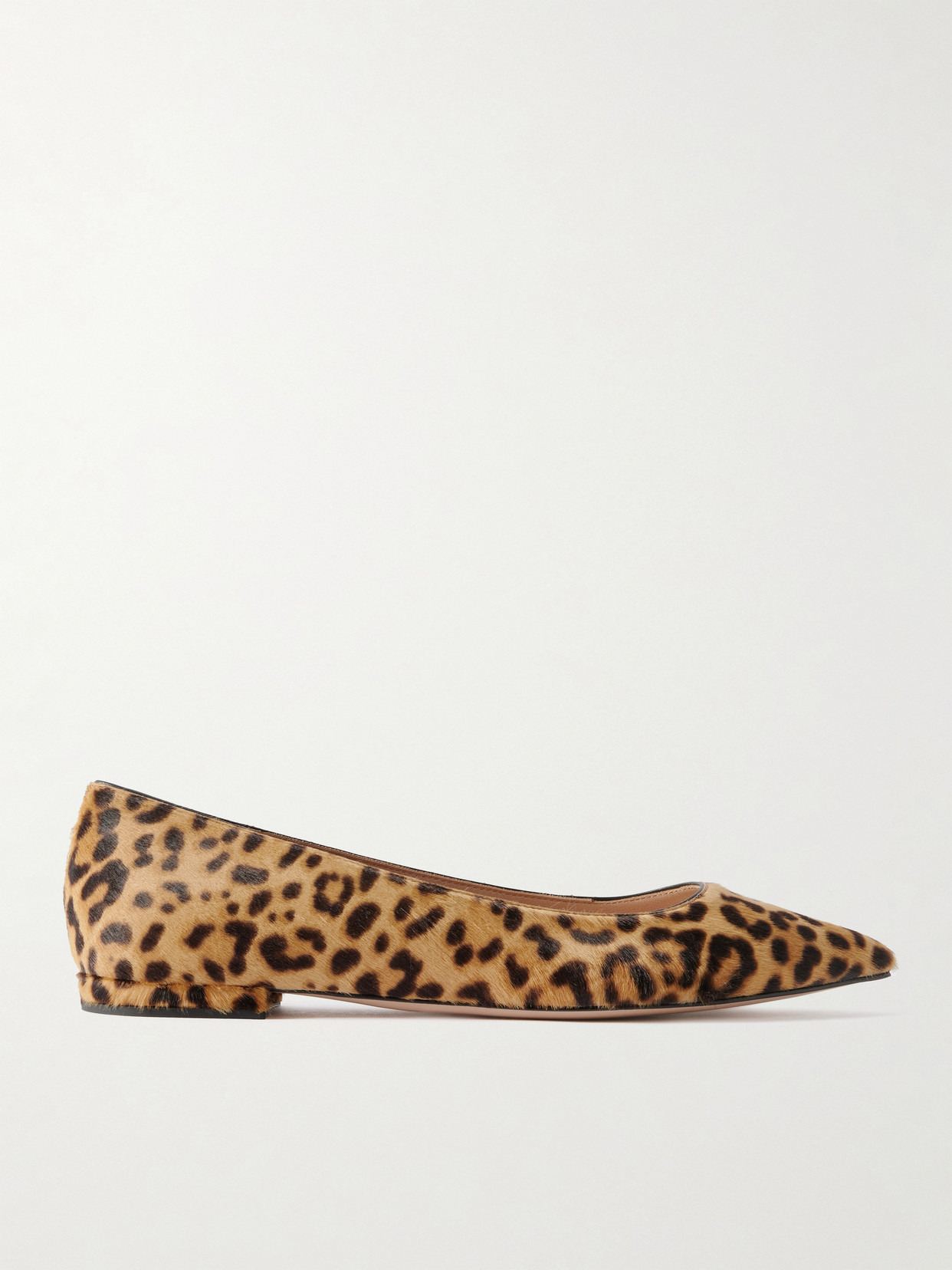 Leopard-print Pony Hair Point-toe Flats - 1
