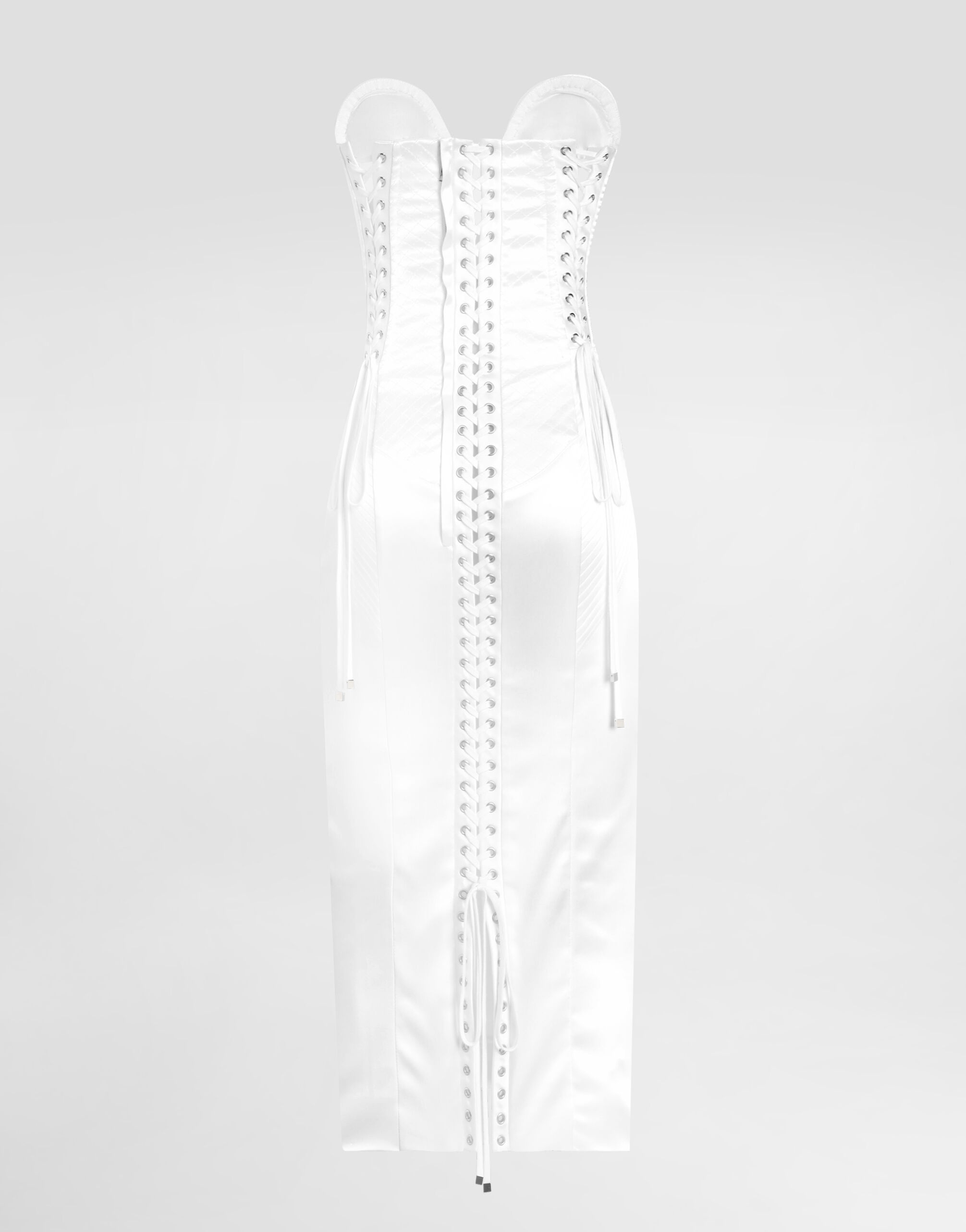 Strapless satin dress with corset details - 2