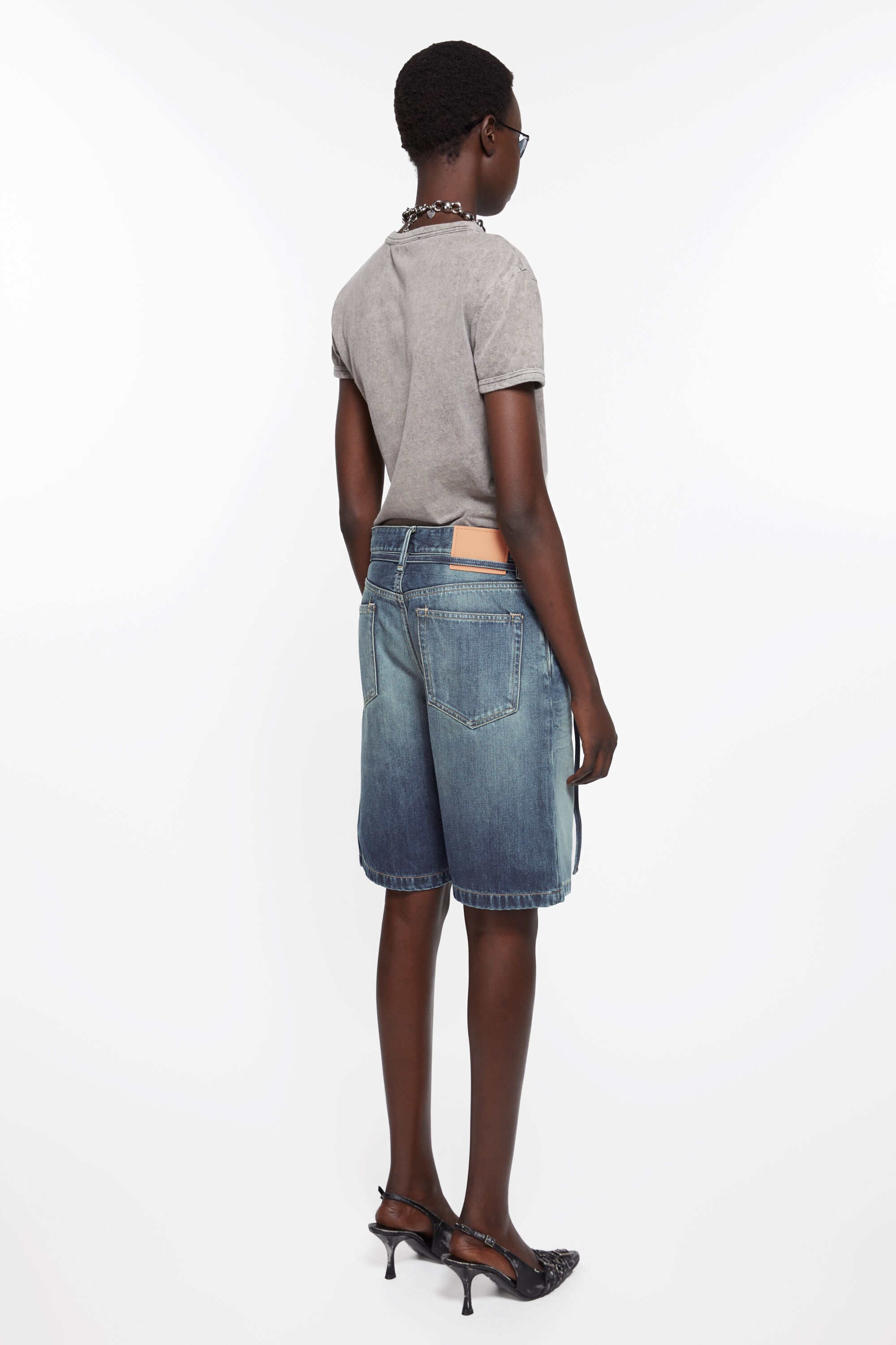 Loose fit denim shorts - Mid Blue - 3