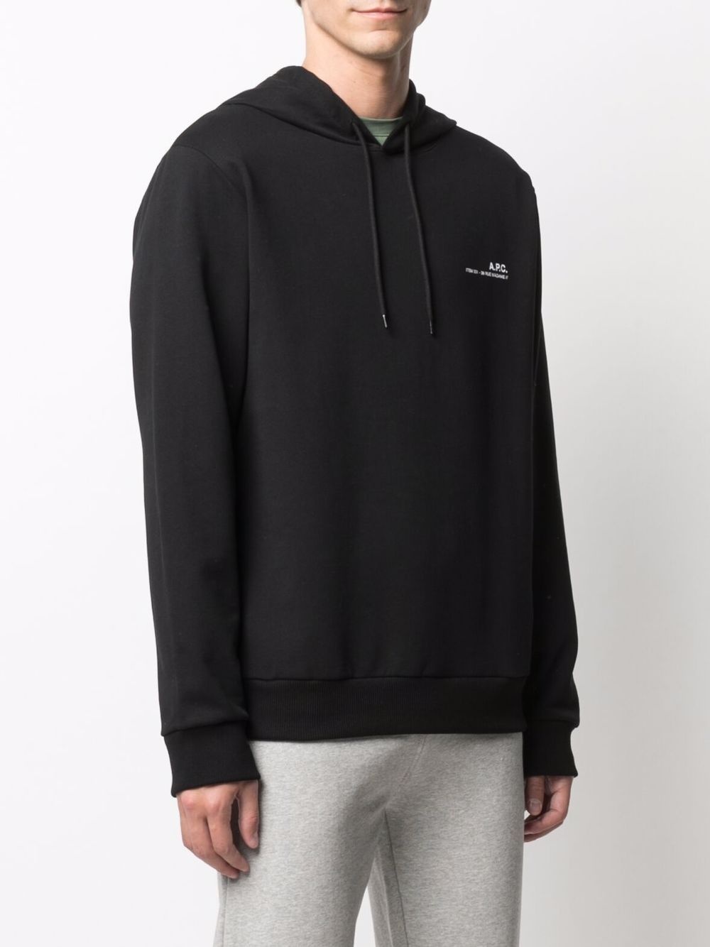 logo-print cotton drawstring hoodie - 3