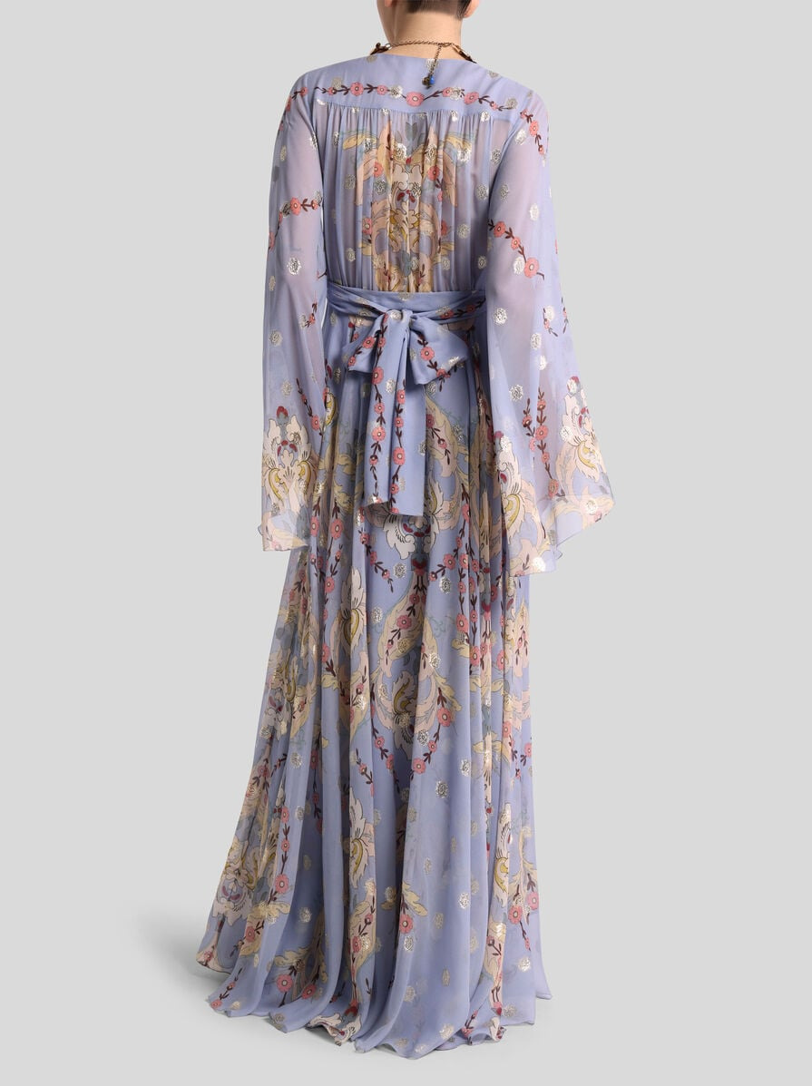 LONG PRINTED SILK DRESS - 4