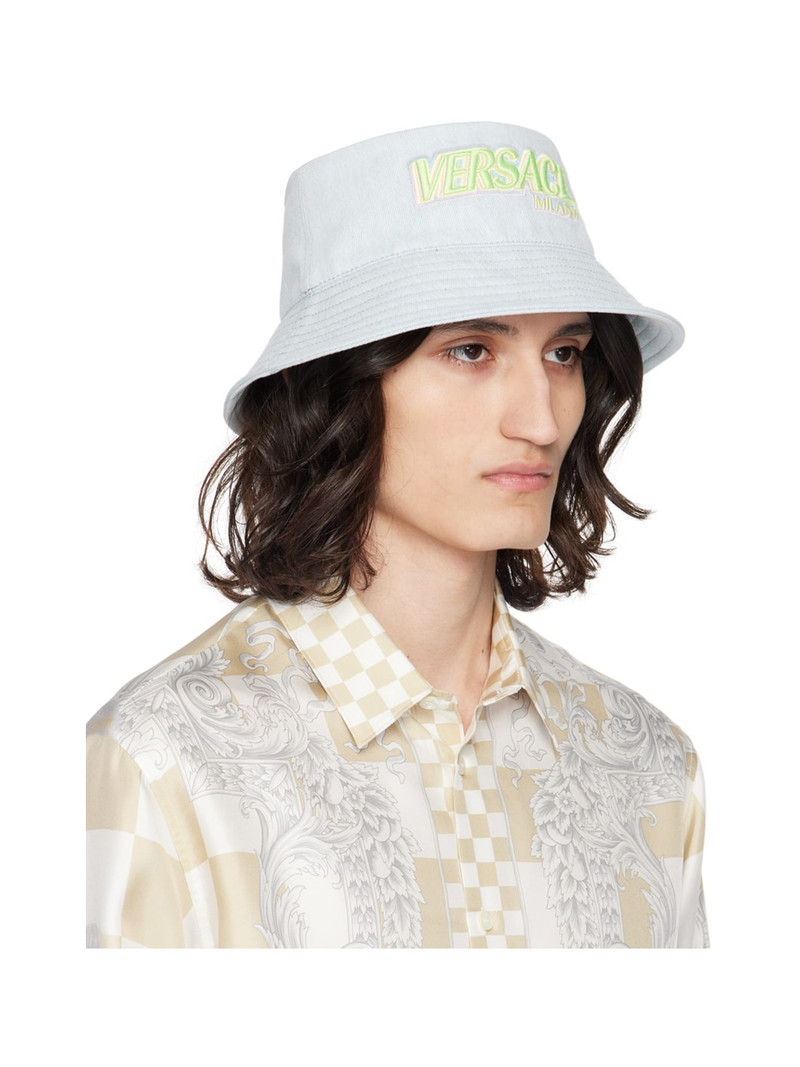 VERSACE Blue Embroidered Denim Hat outlook