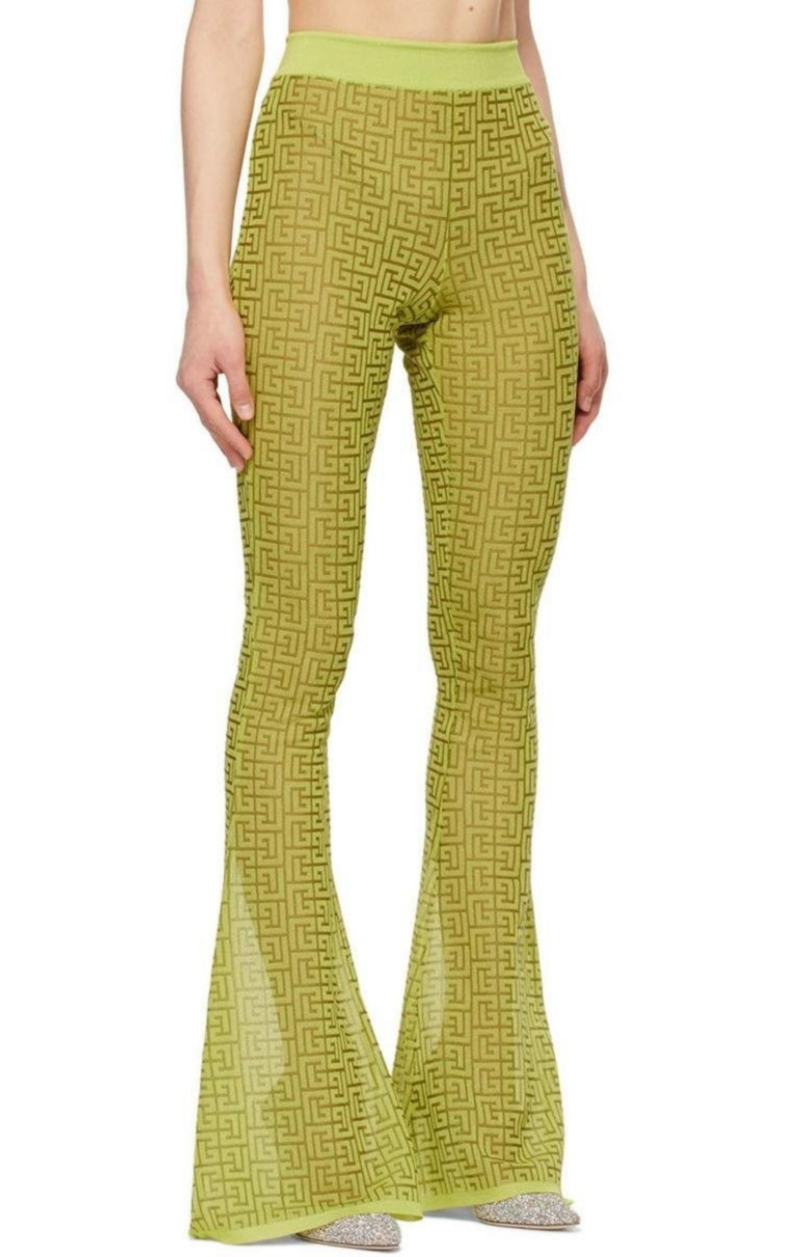Semi-sheer Monogram Pattern Flared Pants - 4