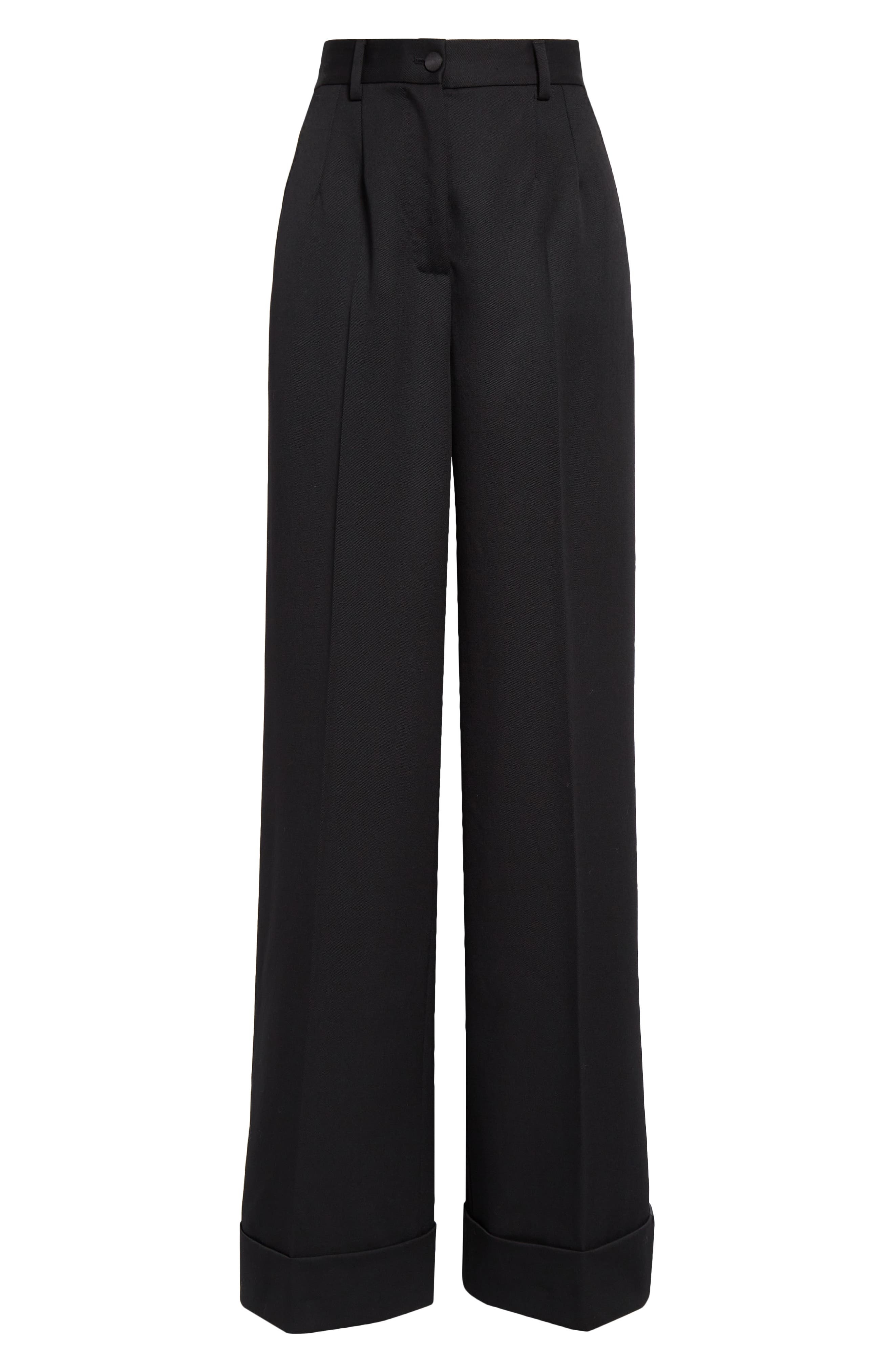 Pleated Cuff Hem Virgin Wool & Silk Trousers - 6