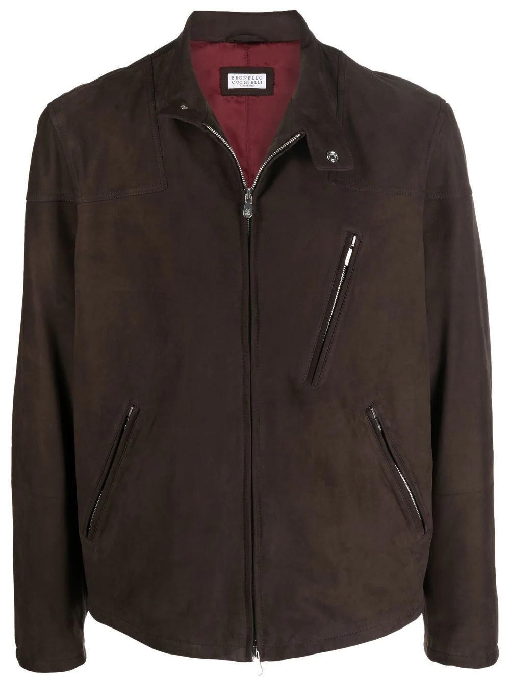 smooth-finish zip-up leather jacket - 1