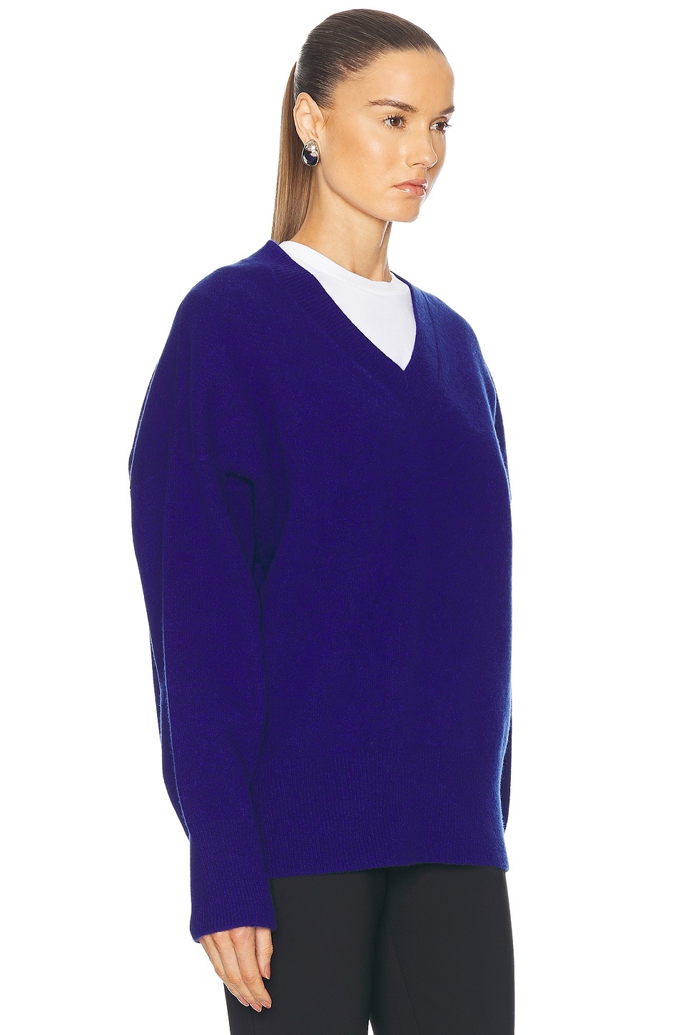 Compact Knitted V-Neck Jumper - 2