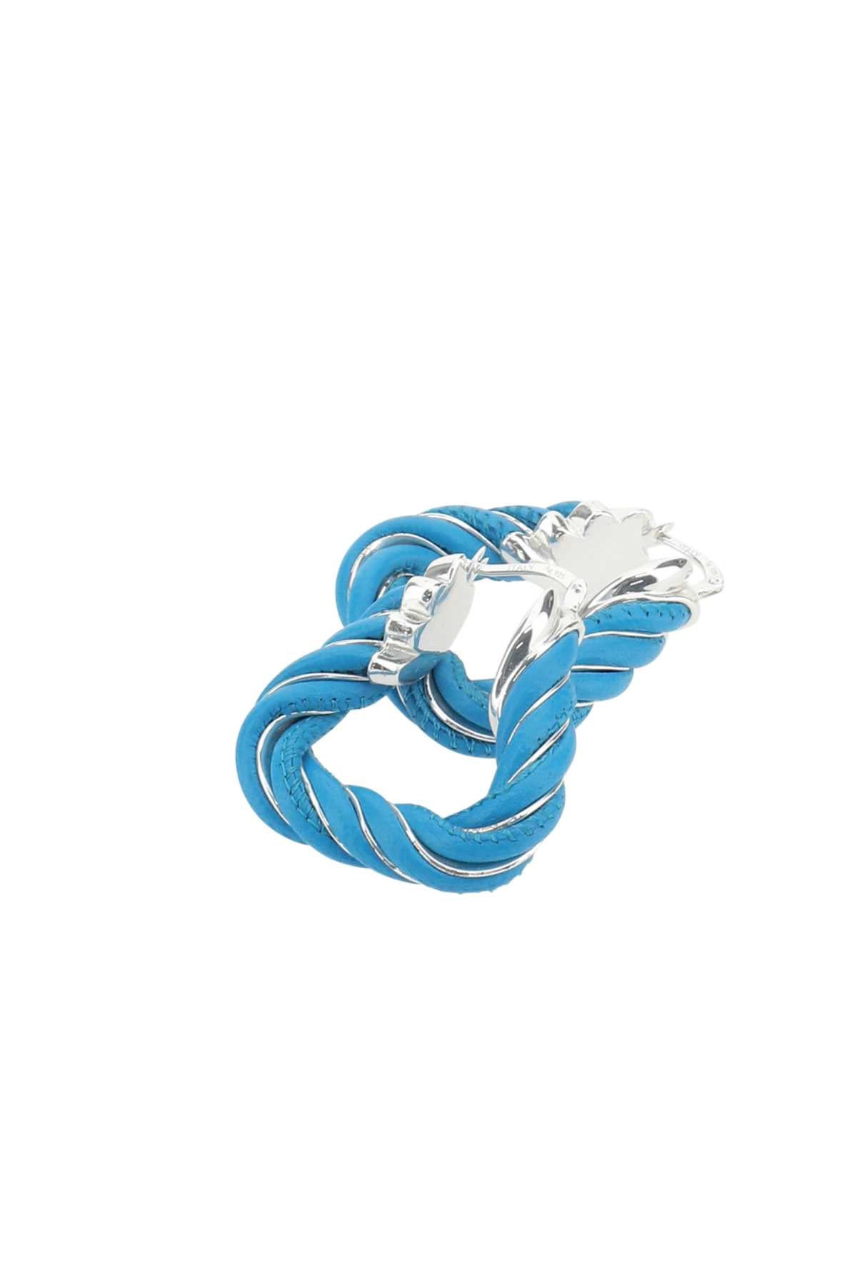 Bottega Veneta Women Light-Blue Nappa Leather And 925 Silver Twist Triangle Earrings - 2