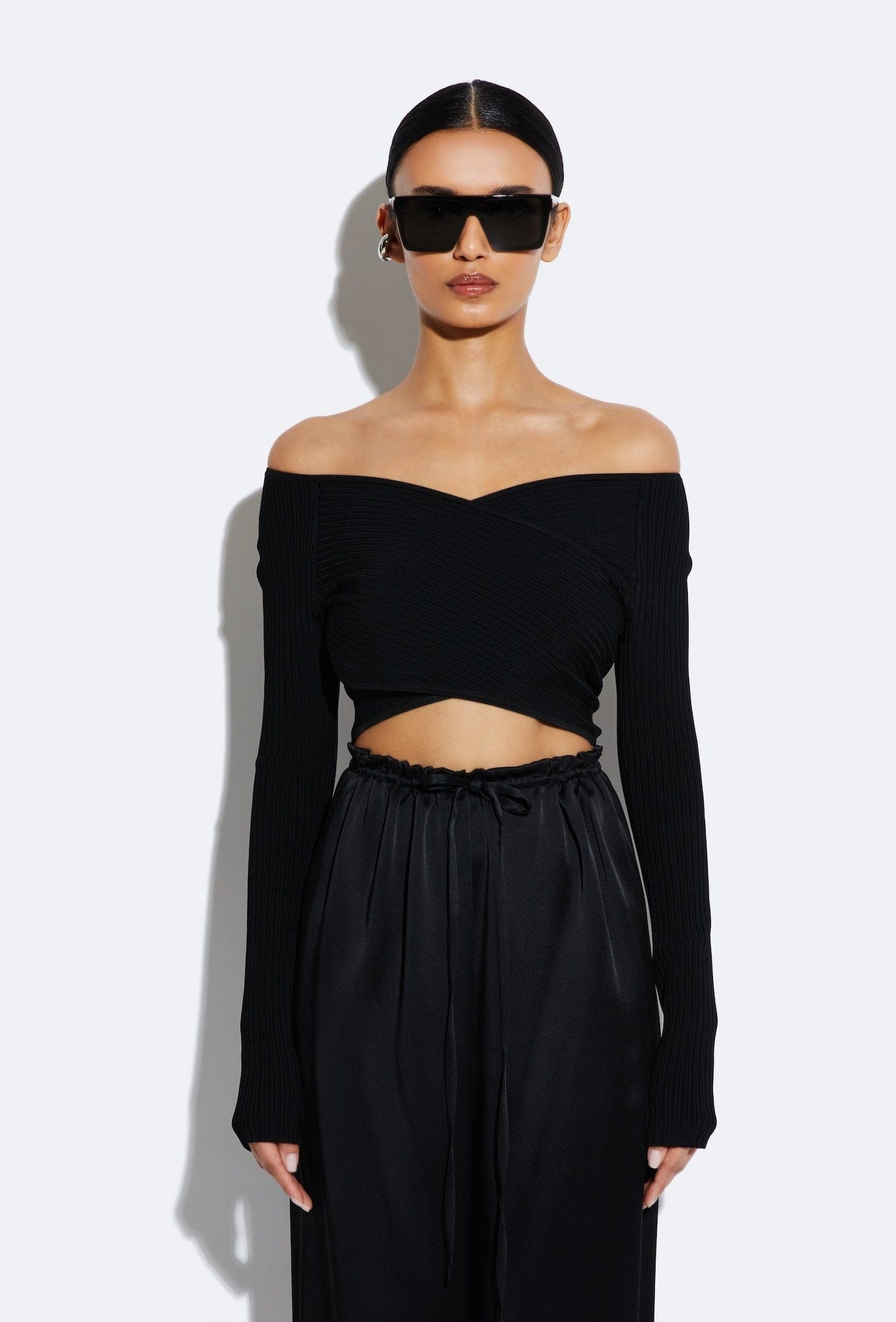 Shiny Viscose Cropped Top - 2