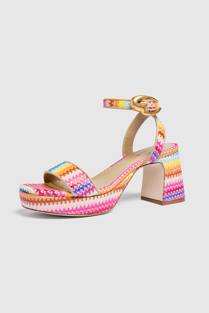 Dolly Verona Low Sandal In Rainbow Raffia and Neutral Leather 5