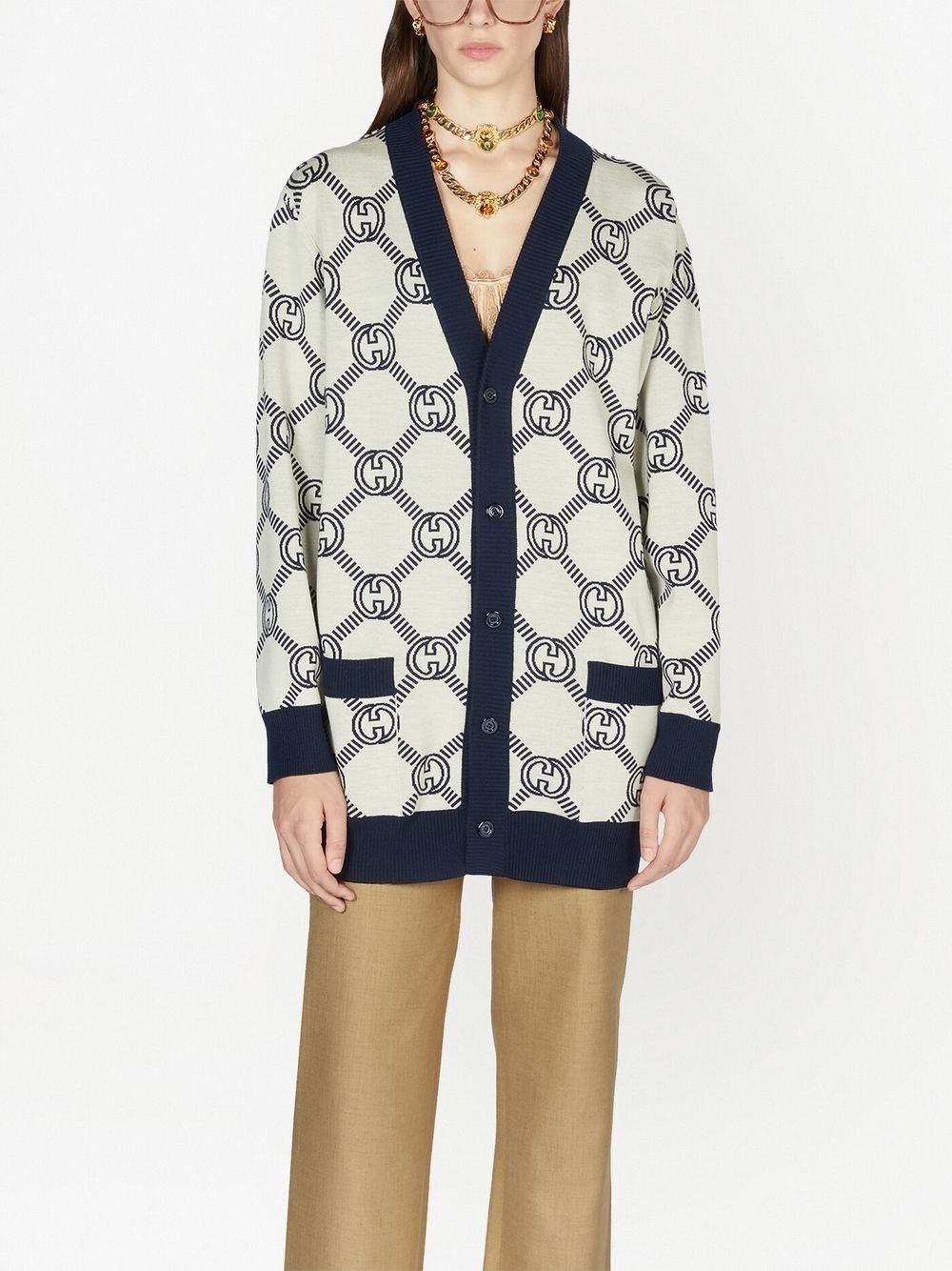 GG-jacquard reversible cardigan - 6