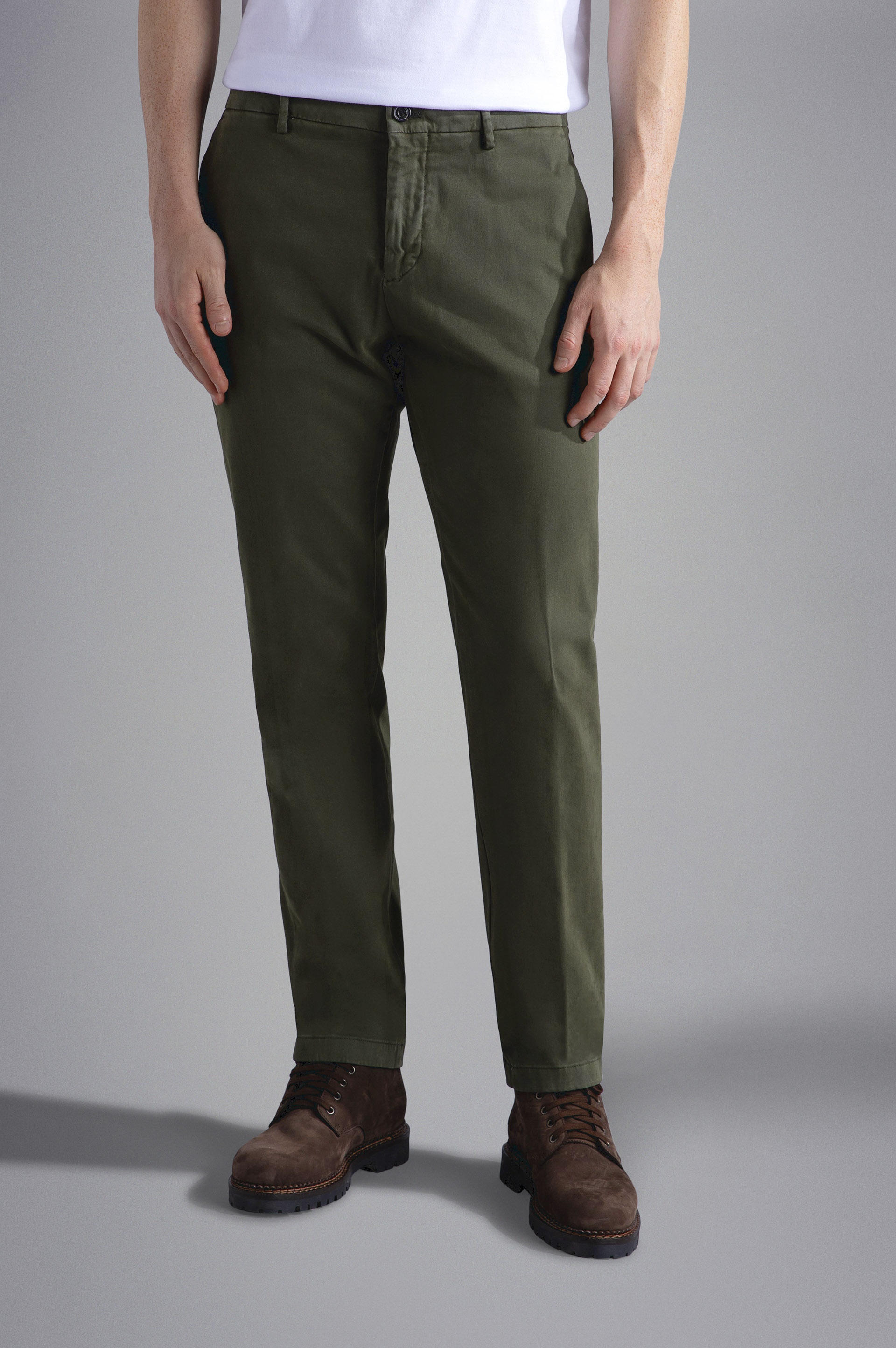 STRETCH COTTON SLIM CHINO TROUSERS - 6