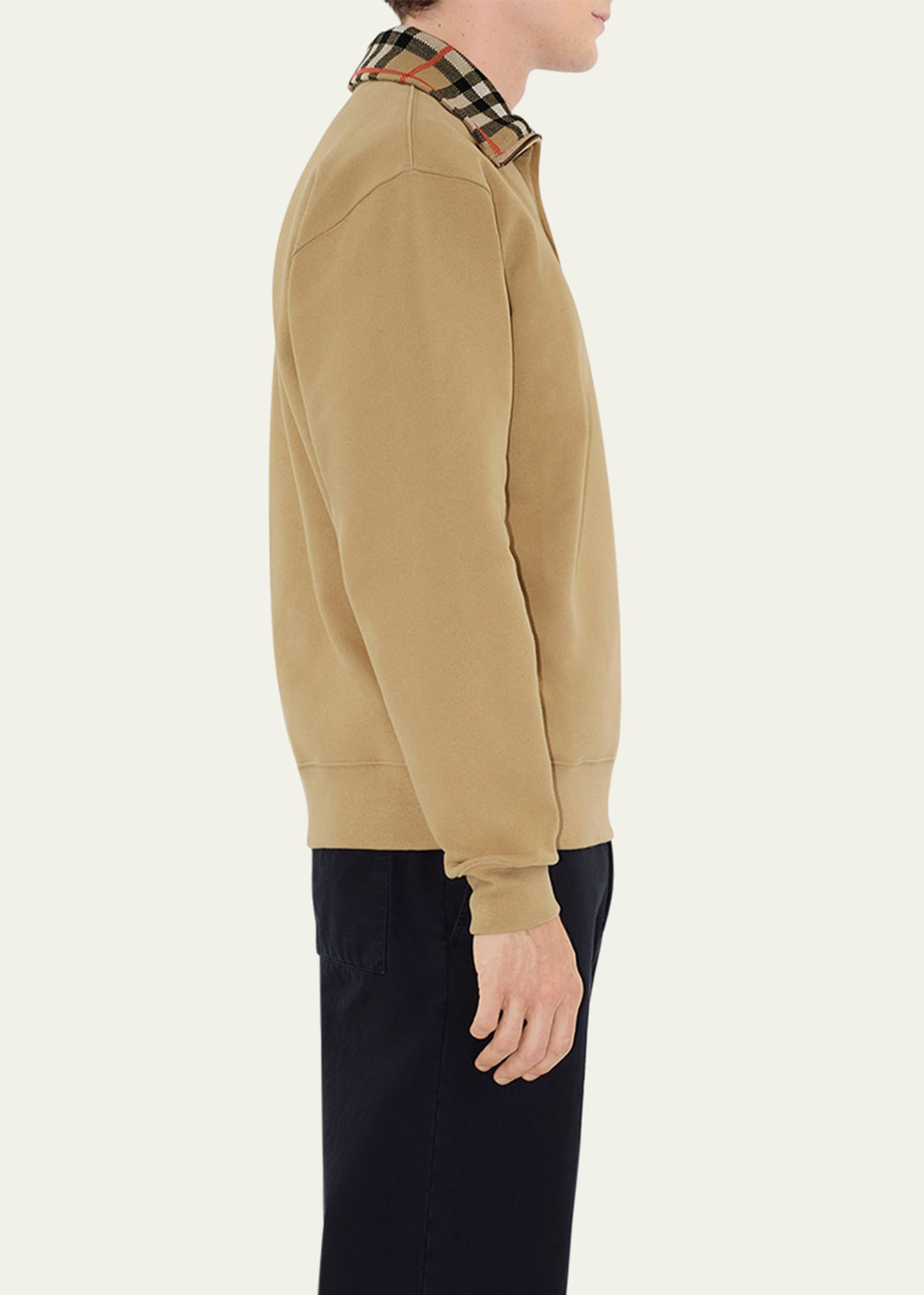 Men's Check-Collar Quarter-Zip Sweater - 4