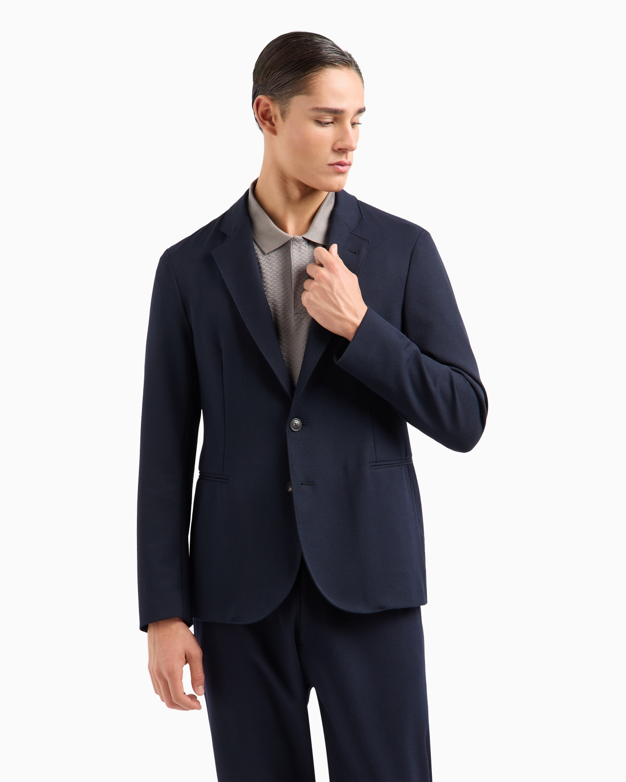 SINGLE-BREASTED JACKET IN TECHNICAL STRETCH GABARDINE - 4