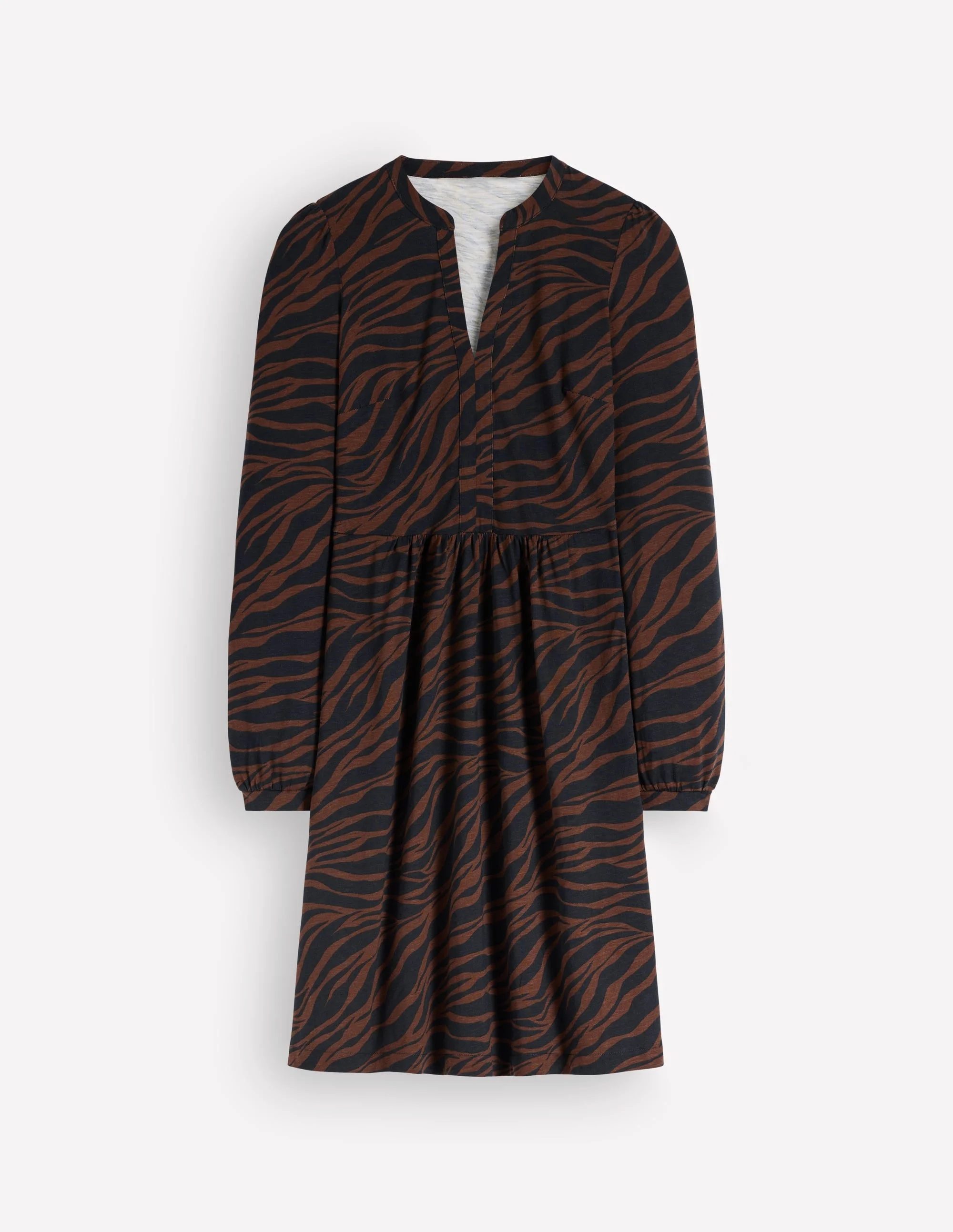 Naomi Relaxed Jersey Dress-Raw Umber, Zebra Swirl - 1