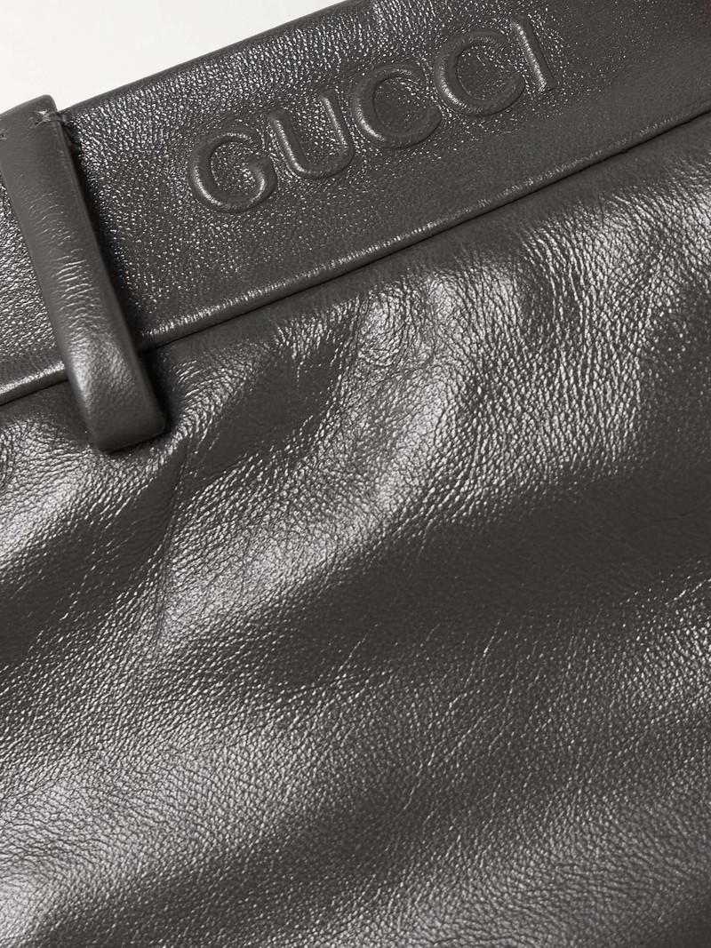 Embossed leather shorts 4