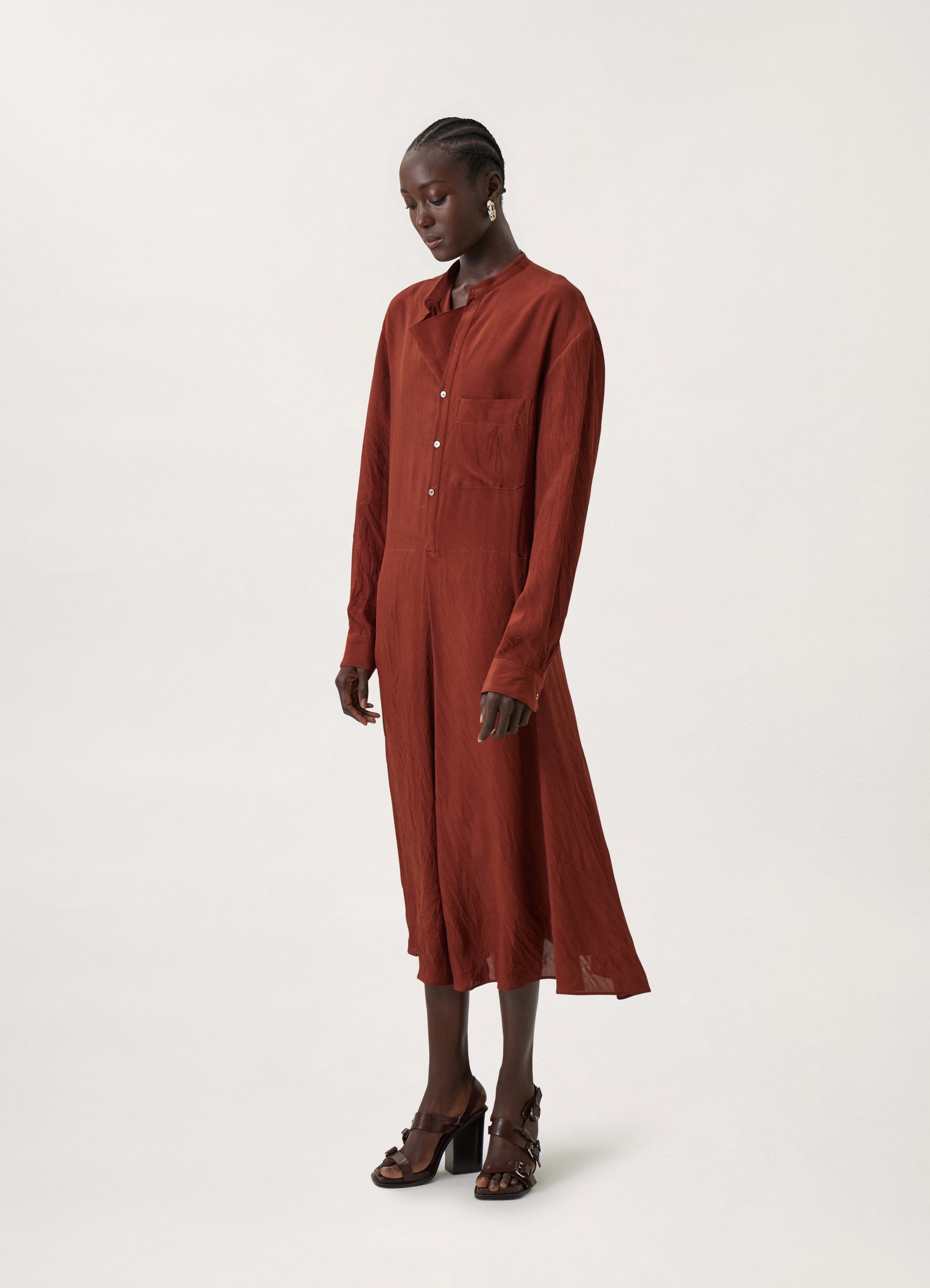 GUSSET COLLAR SHIRT DRESS
CRINKLED VISCOSE - 2