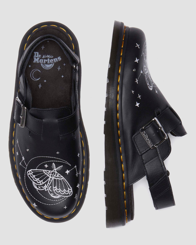 Dr. Martens Jorge II Celestial Moth Embroidered Leather Mules outlook