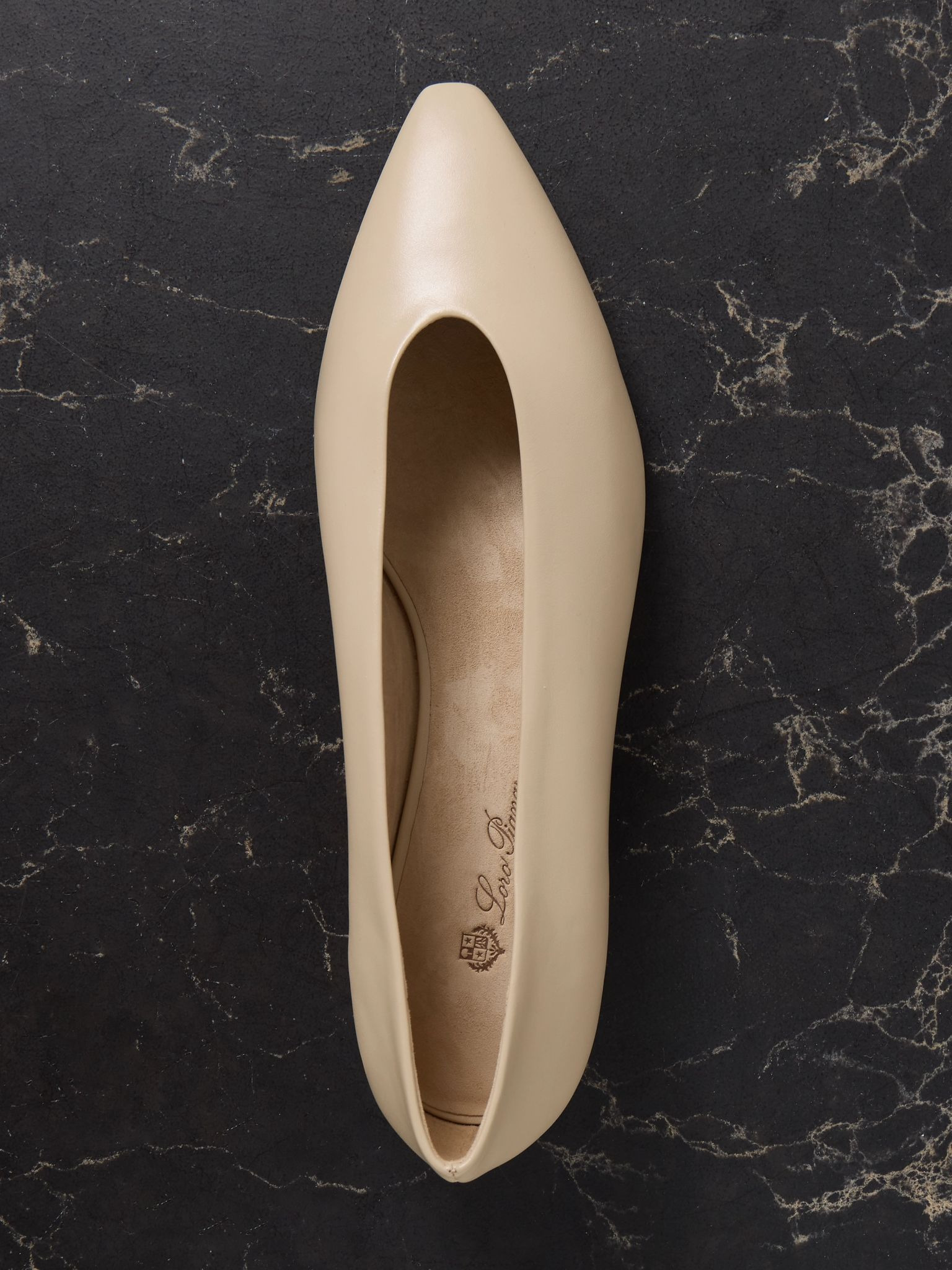 Rebecca leather point-toe flats Beige - 5