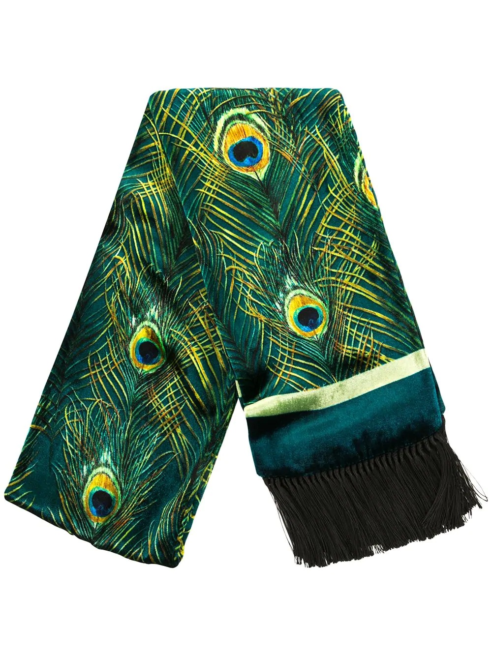 peacock print silk scarf - 1