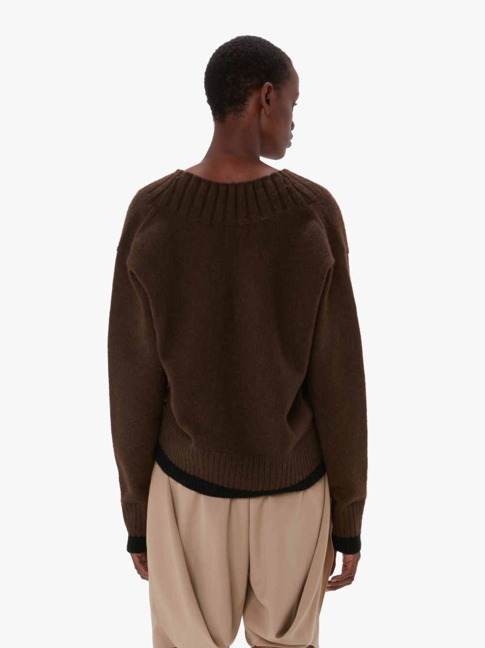 SLANTED V-NECK SWEATER - 3